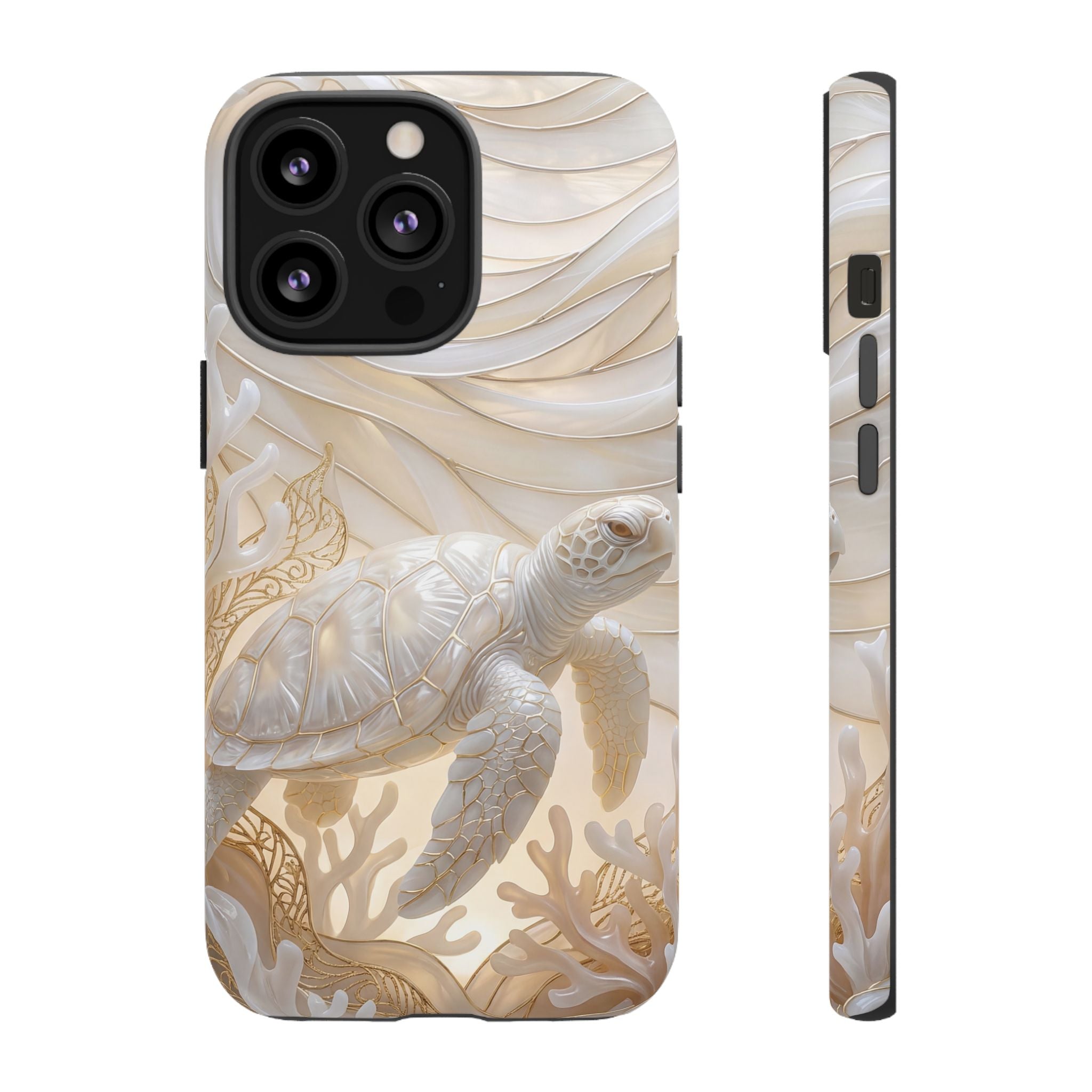 Sea Turtle Tough iPhone Case — Elegant Nautical Coral Design