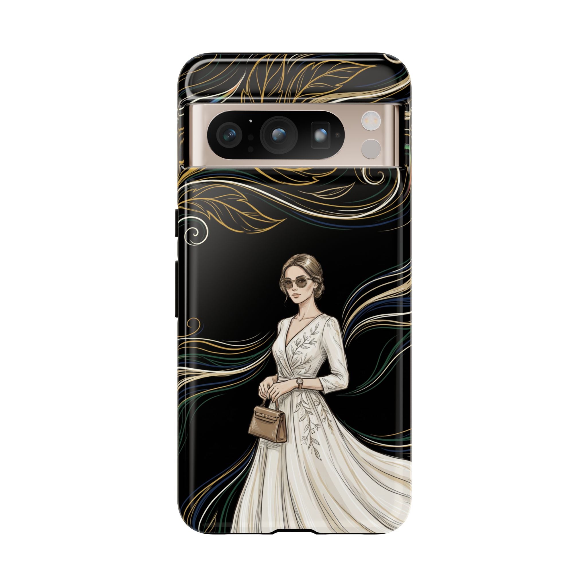 Elegant Woman Illustration Google Pixel Phone Case | Vintage Bride in Flowing Gown
