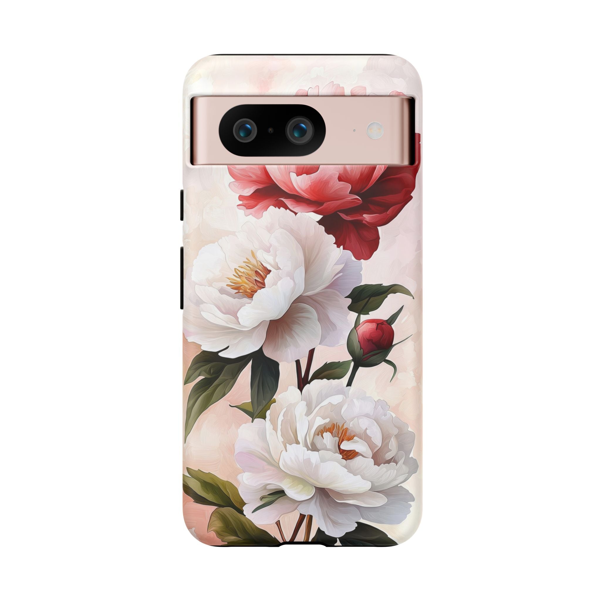 Floral Peonies Google Pixel Case | Pink & White Vintage Flower