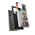 Whimsical Girl on Brompton Bicycle Urban Illustration Samsung Galaxy Phone Case