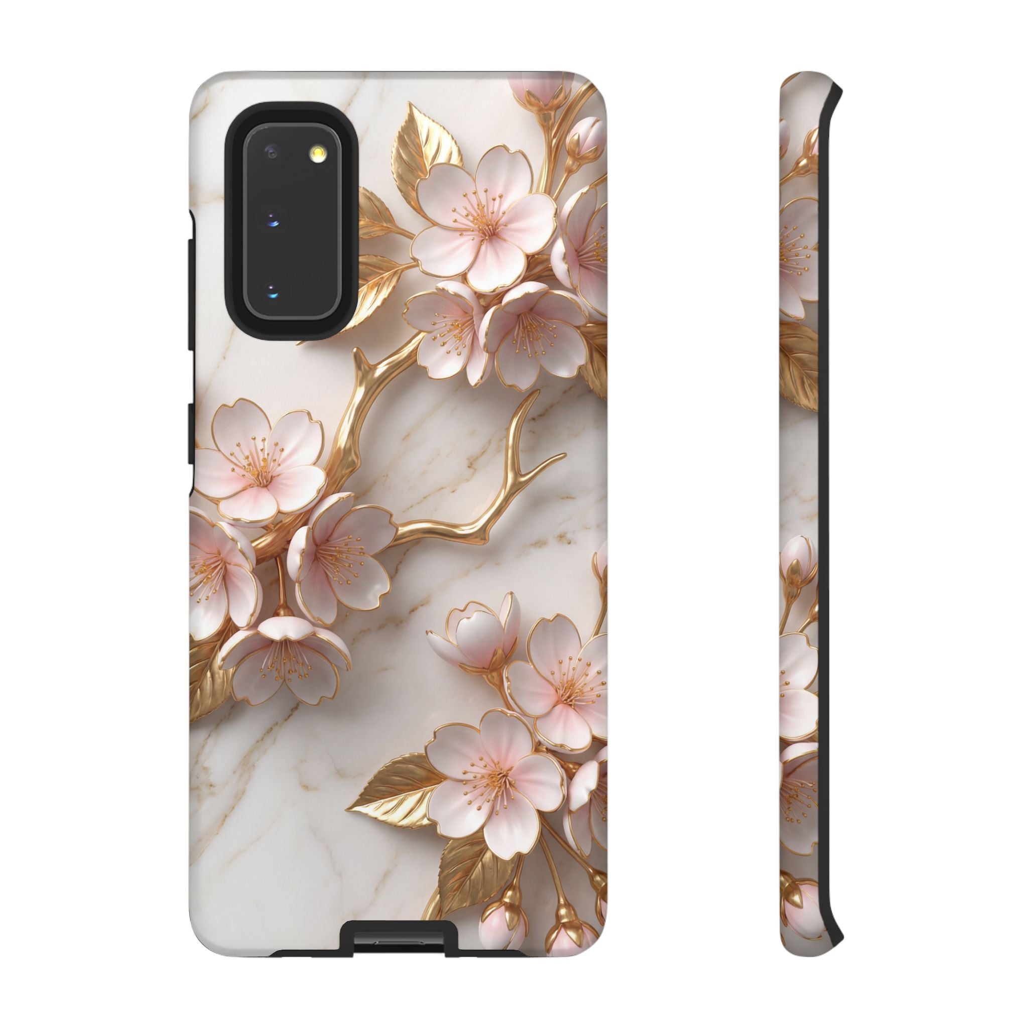 Floral Marble Samsung Galaxy Case — Sakura Gold Cherry Blossom Tough Case