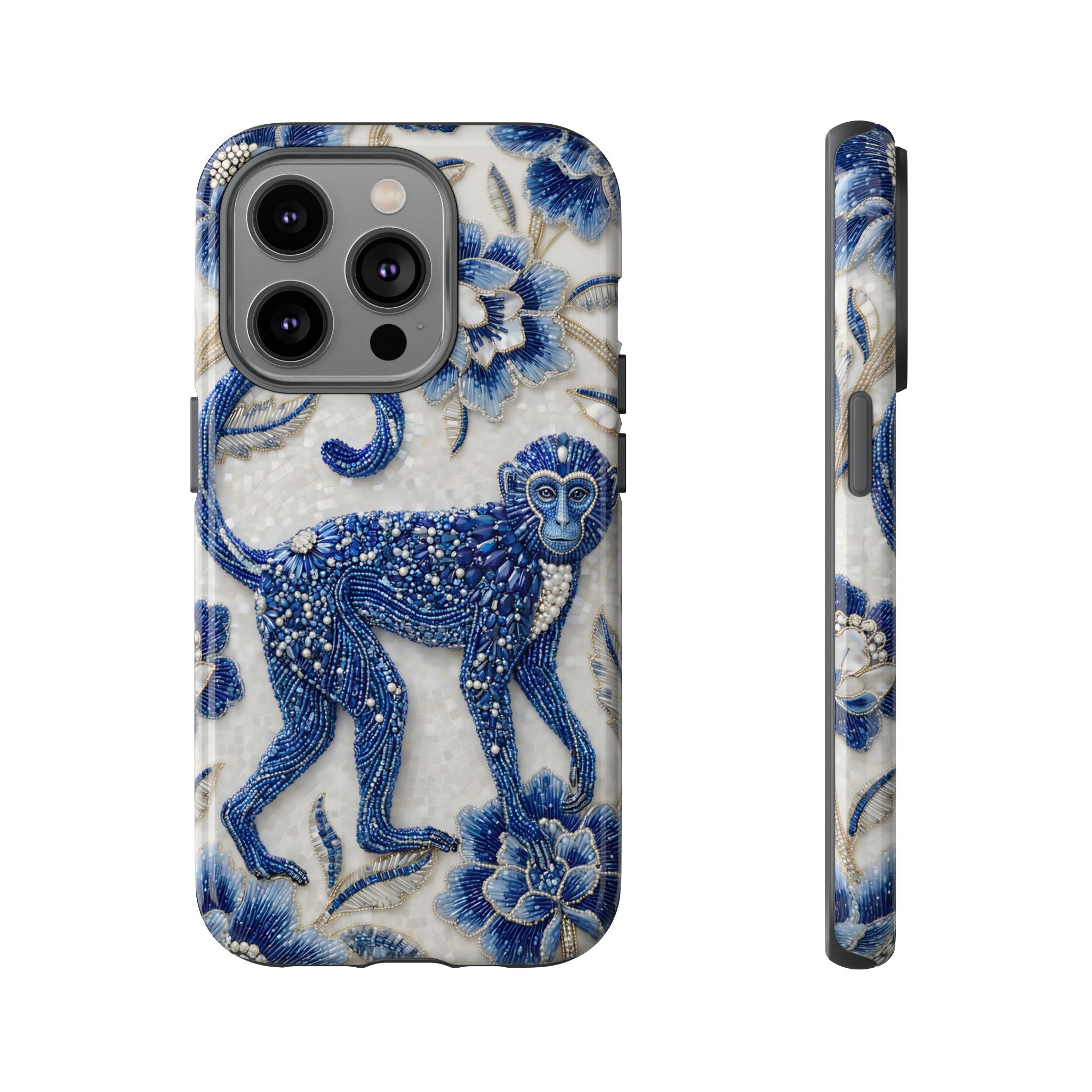 Asian Zodiac Monkey iPhone Case | Blue & White Porcelain Art Protective Case | Year of the Monkey Gift