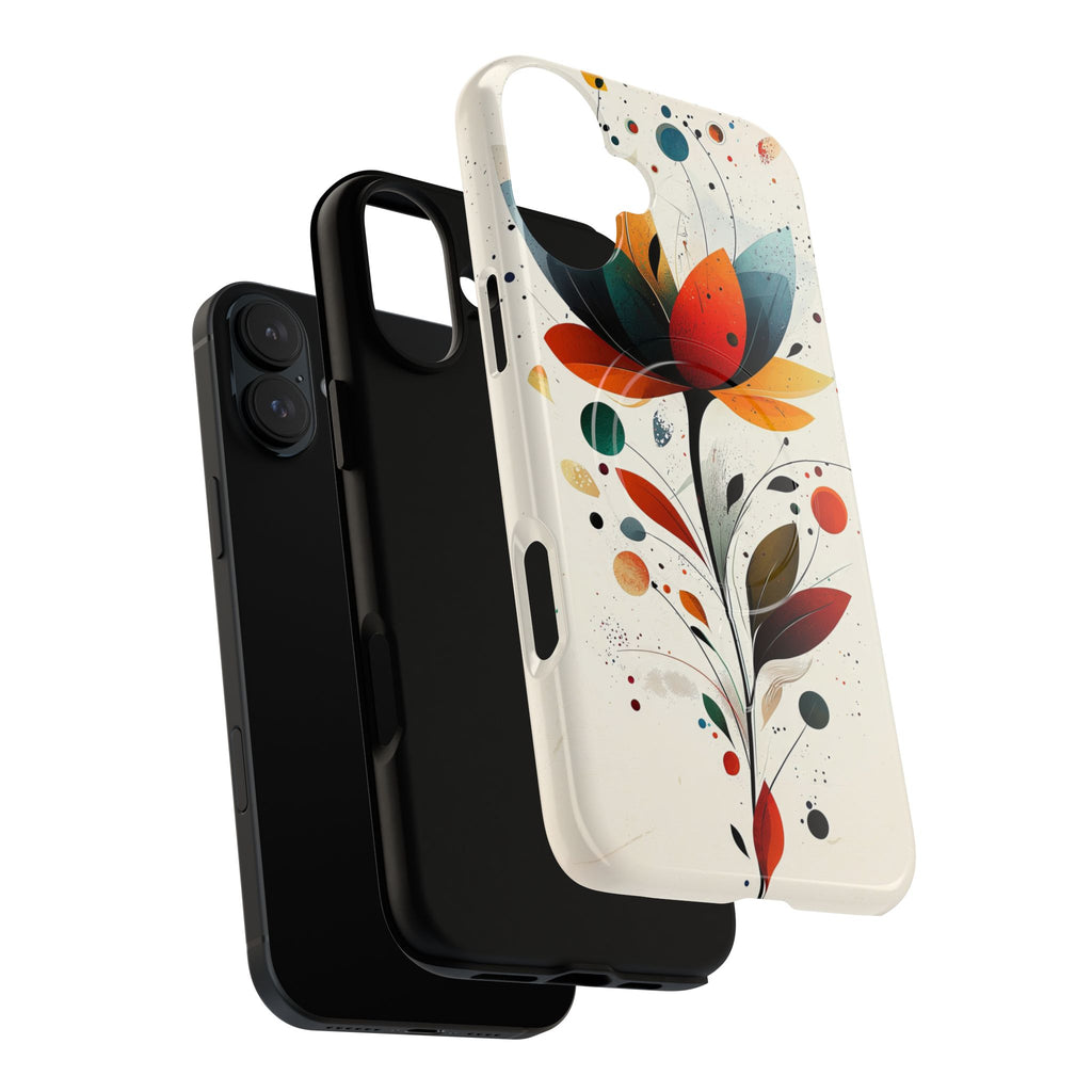 Custodia MagSafe resistente per iPhone con motivo astratto floreale | Arte del loto colorato