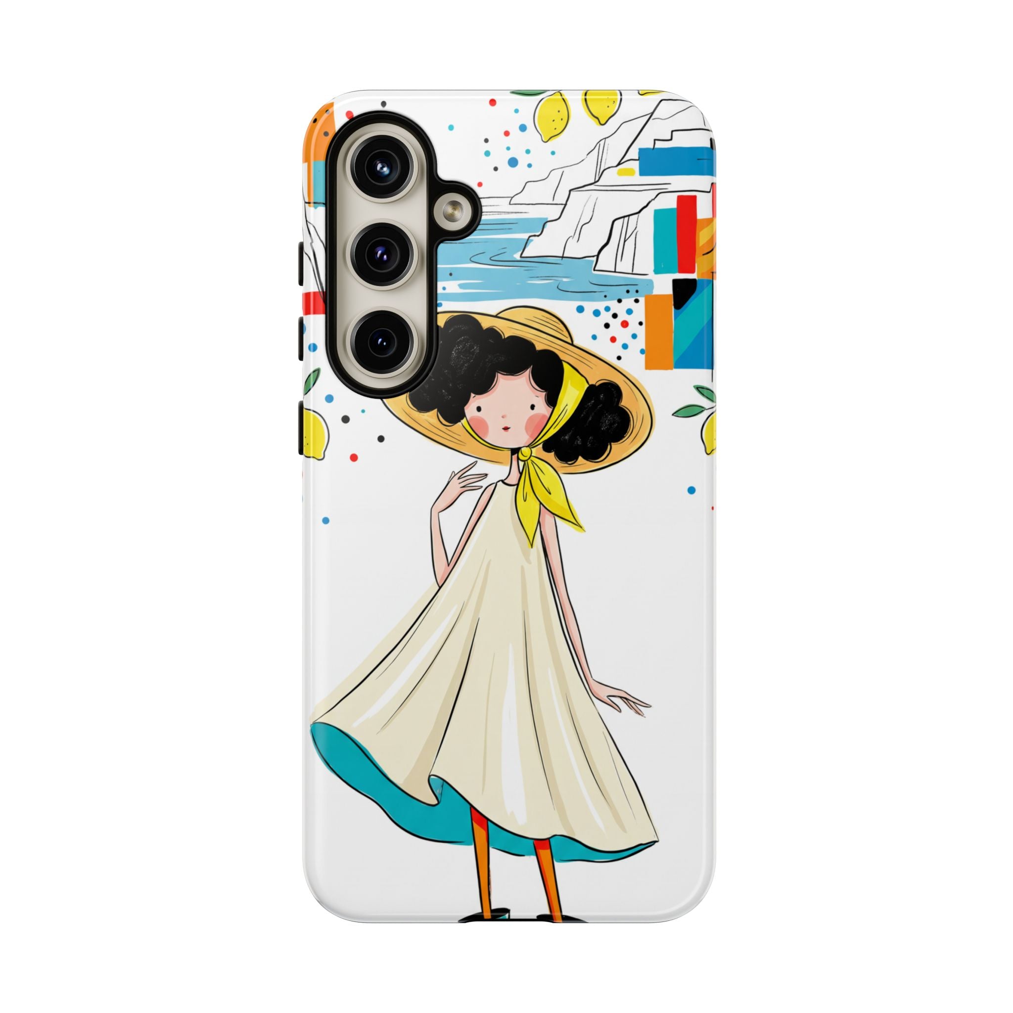 Cute Summer Girl Samsung Galaxy Phone Case | Whimsical Coastal Illustration Protective Case