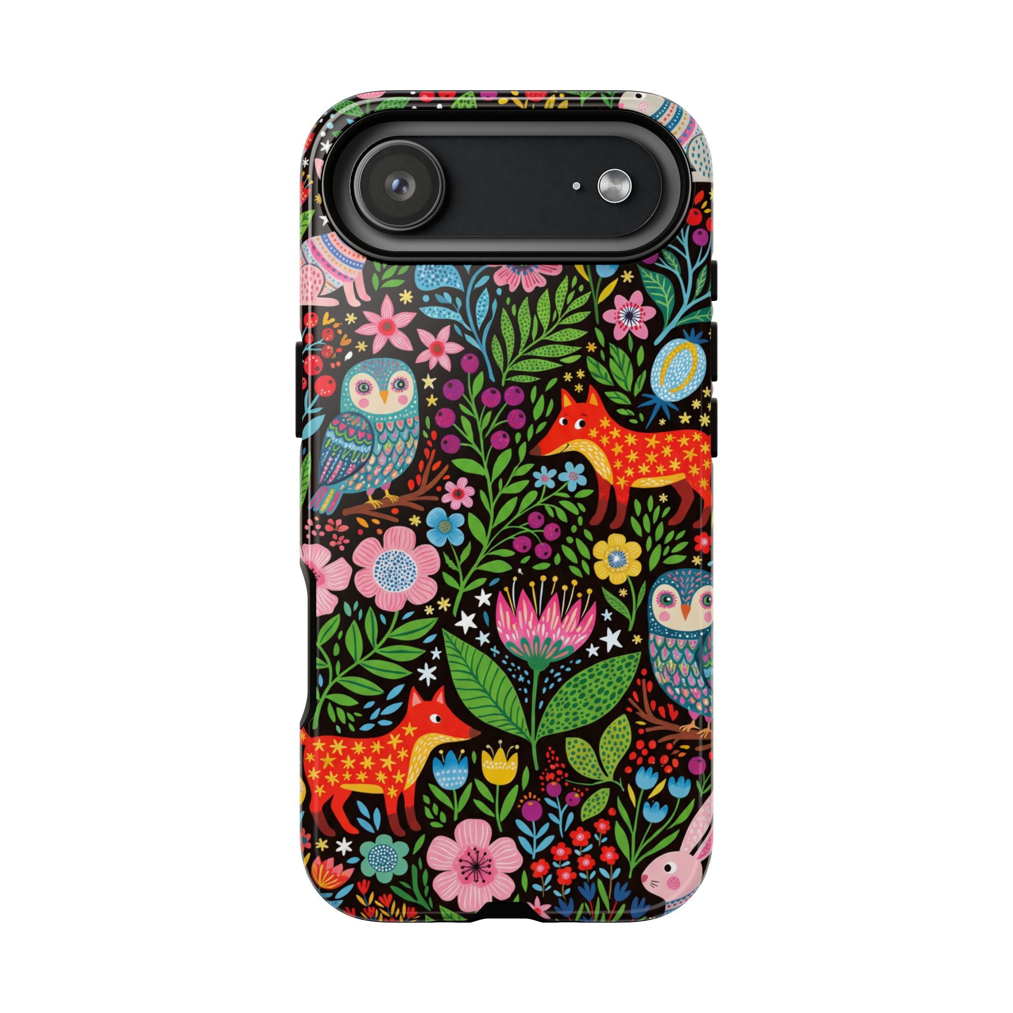 Floral Woodland iPhone Case | Colourful Fox & Owl Protective Cover