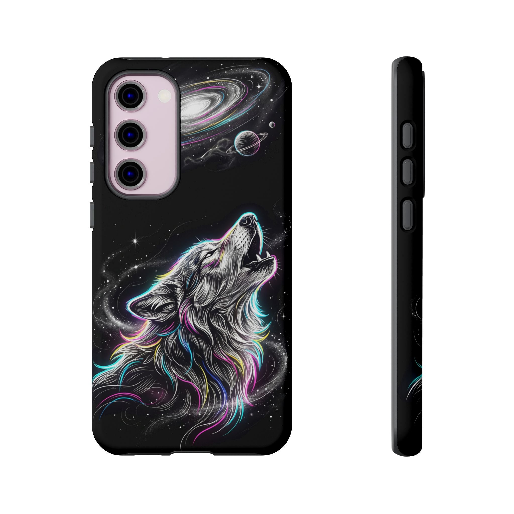 Wolf Galaxy Tough Samsung Galaxy Phone Case | Colorful Howling Wolf Space Design