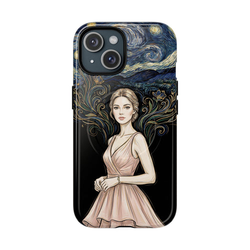 Art Nouveau Starry Night MagSafe iPhone Case | Elegant Woman Illustration Tough Case