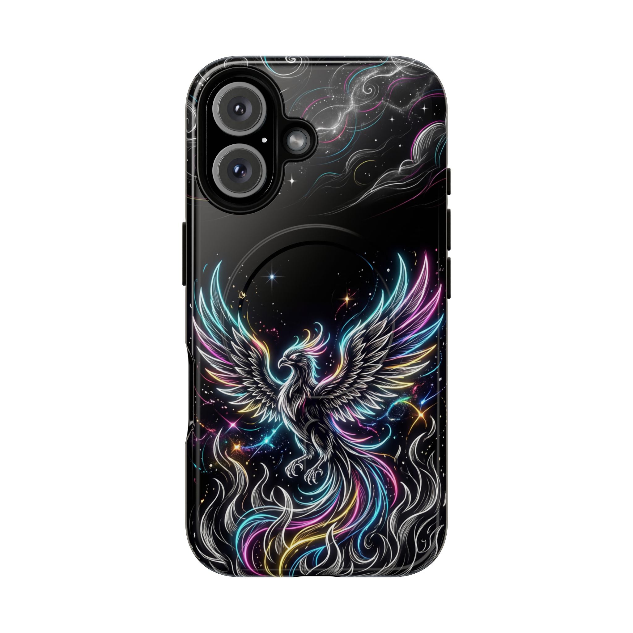 Colorful Neon Phoenix Tough MagSafe iPhone Case