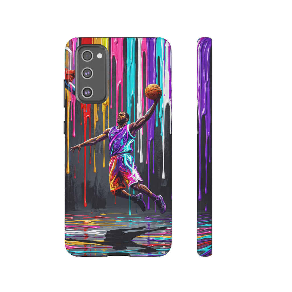 Color Splash Basketball Samsung Galaxy Phone Case | Vibrant Drip Dunk Design
