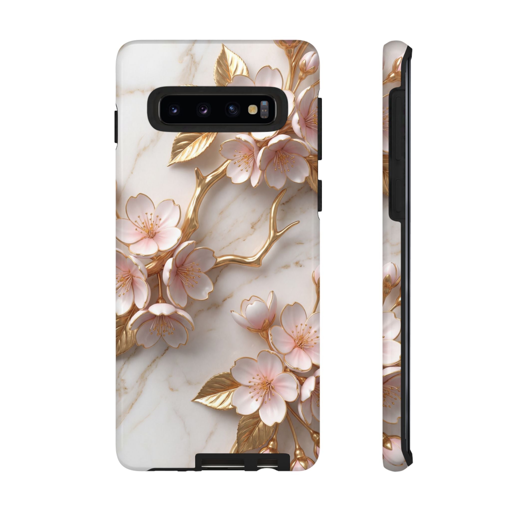 Floral Marble Samsung Galaxy Case — Sakura Gold Cherry Blossom Tough Case