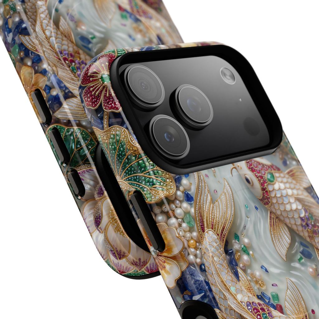 Koi Pond Tough MagSafe iPhone Case | Ornamental Lotus & Koi Fish Protective Cover