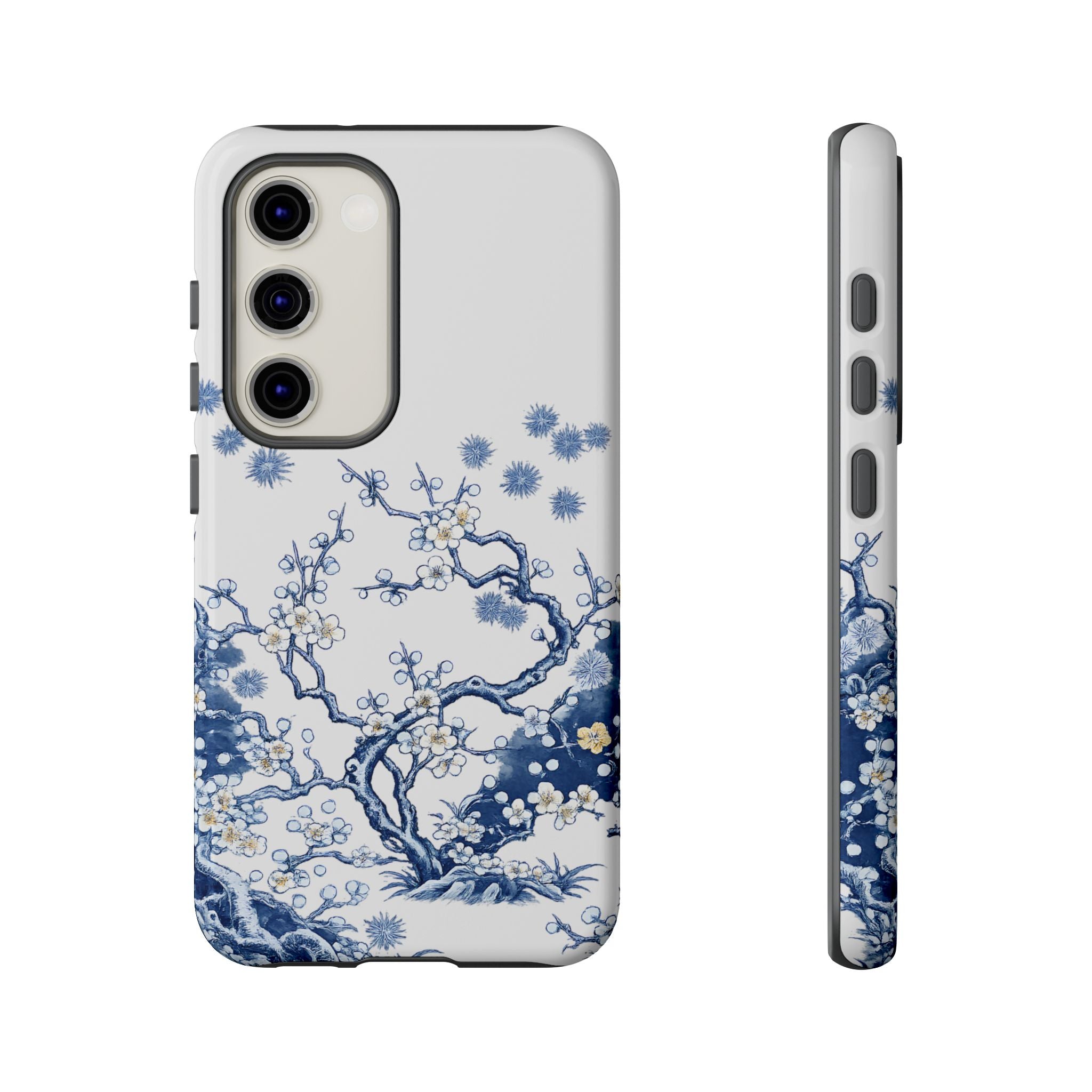 Vintage Blue White Porcelain Samsung Galaxy Phone Case | Chinoiserie Floral Tough Cover