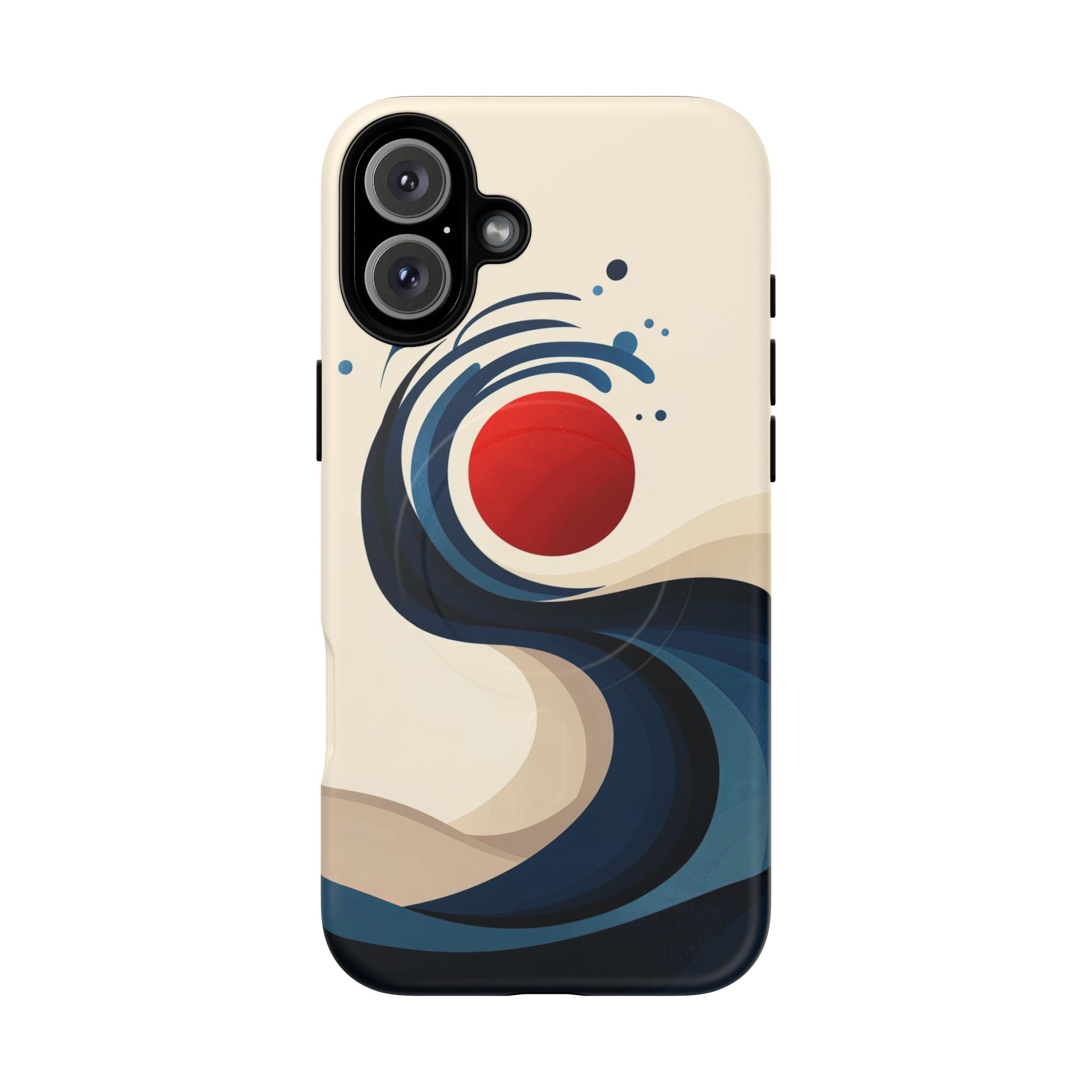 Abstract Wave MagSafe iPhone Case | Red Sun Ocean Art