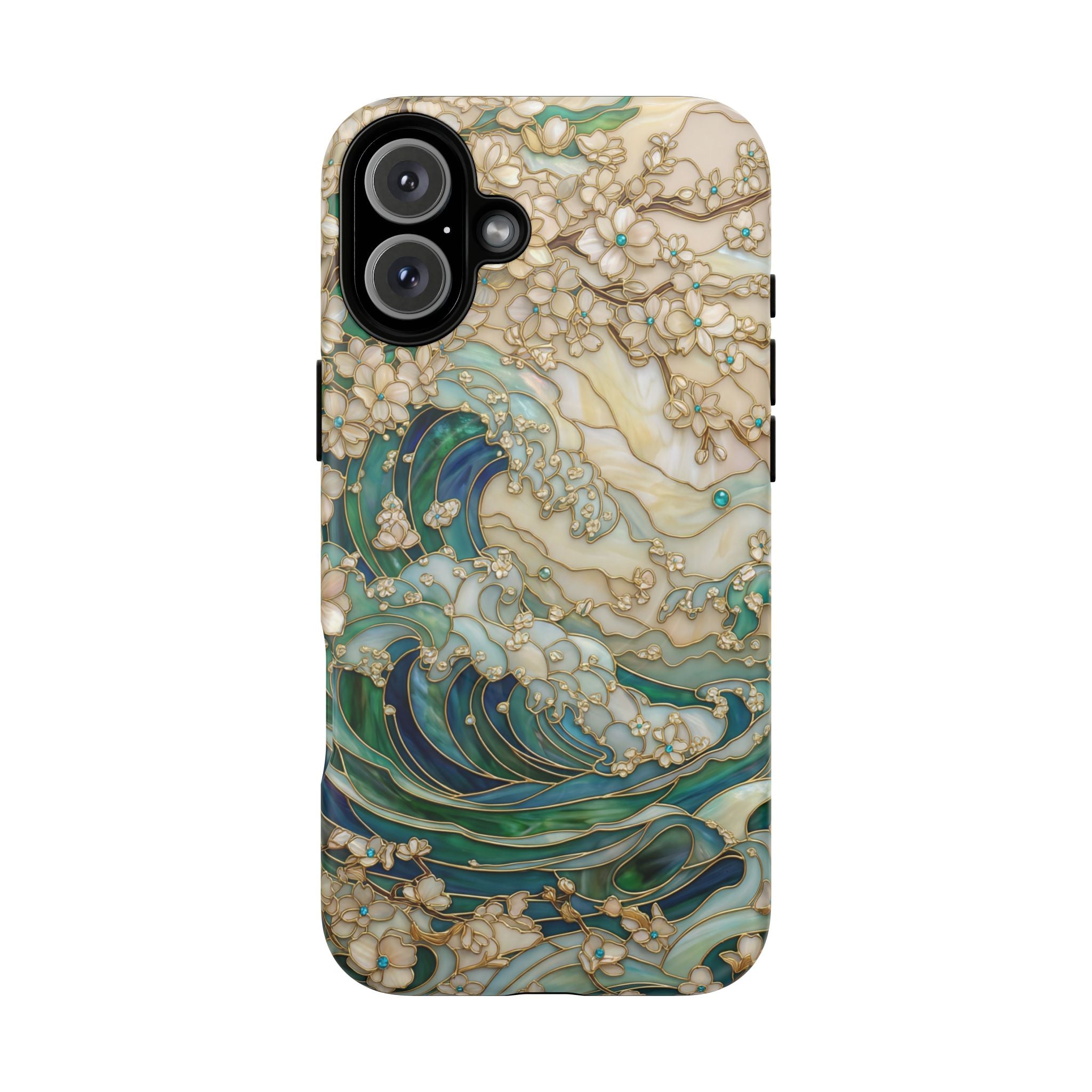 Custodia MagSafe per iPhone Ocean Wave — Custodia resistente con design artistico color acquamarina