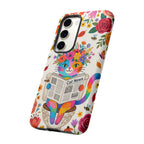 Floral Rainbow Cat Samsung Galaxy Phone Case | Cat News Design