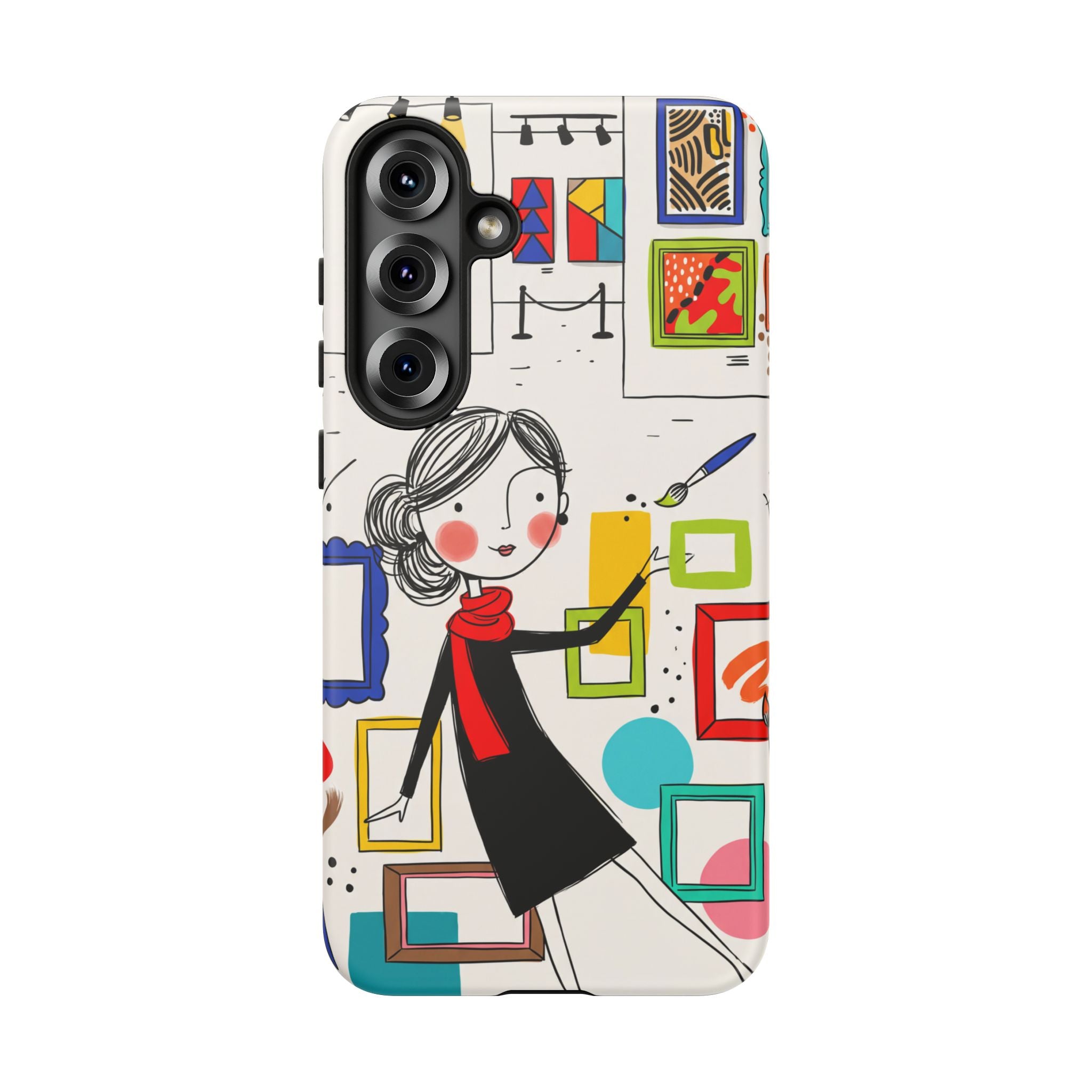Art Gallery Illustration Samsung Galaxy Phone Case | Cute Woman with Frames Design
