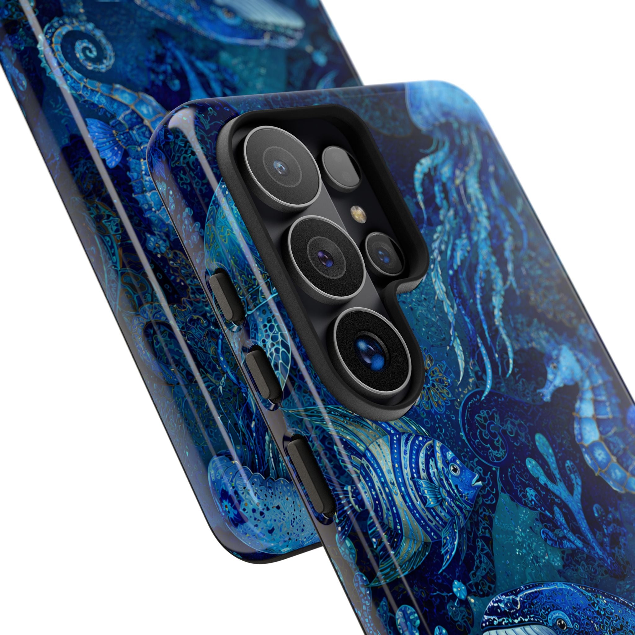 Ocean Animals Tough Samsung Galaxy Phone Case | Navy Blue Undersea Whale Cover