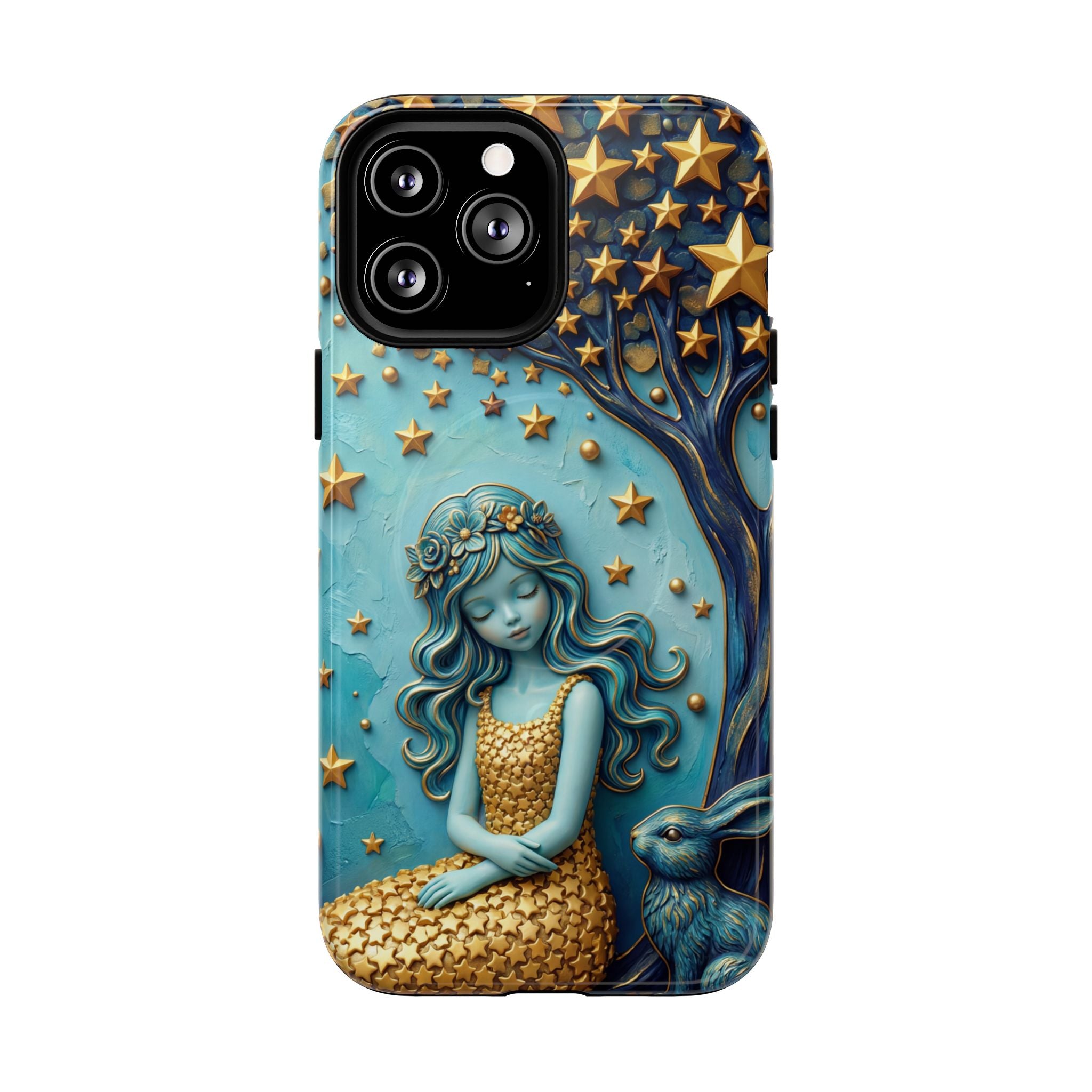 Custodia rigida MagSafe per iPhone Dreamy Maiden Under Starry Sky