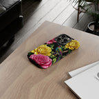 Cover iPhone Robusta Colibrì Floreale | Protezione Vibrante da Giardino Rosa e Giallo