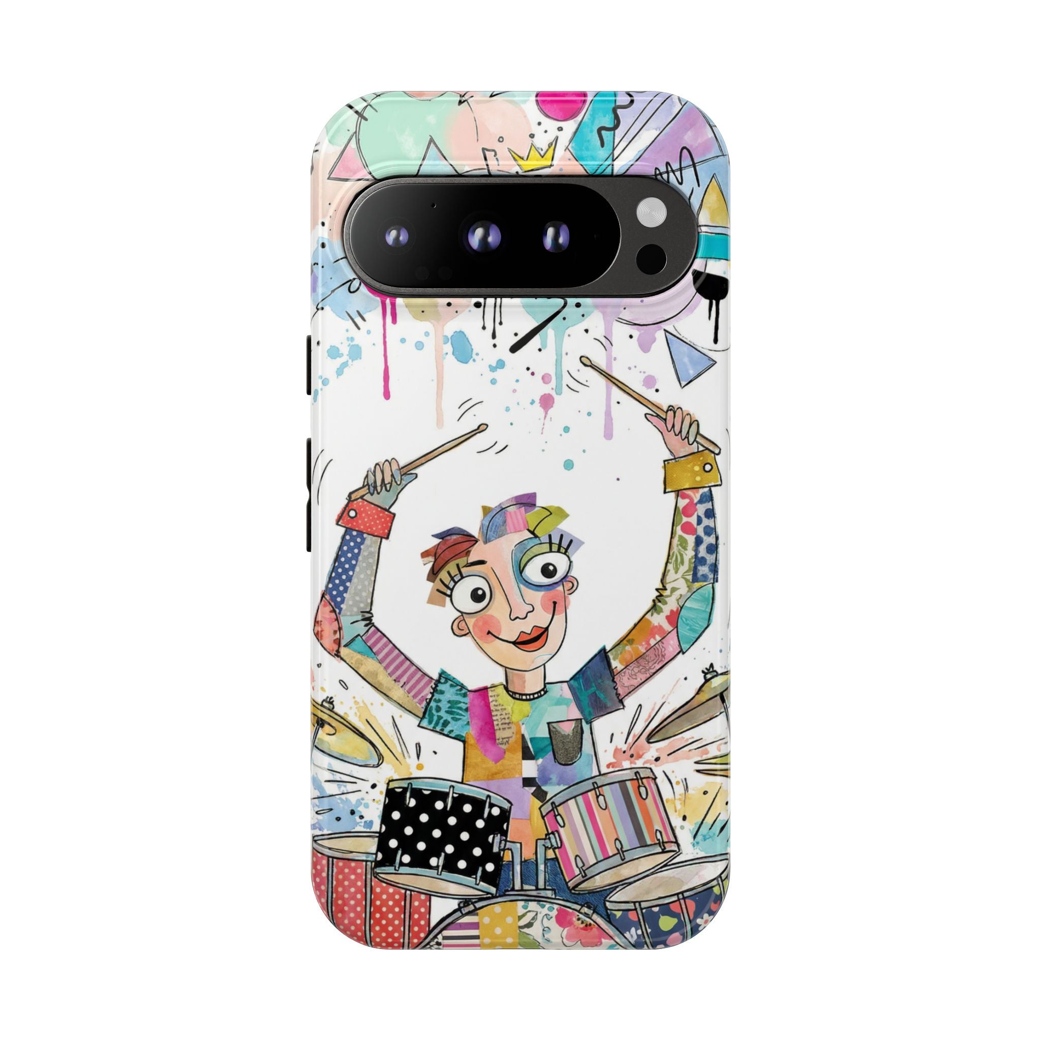 Drummer Boy Google Pixel Phone Case | Colorful Cartoon Drum Kit Protective Cover