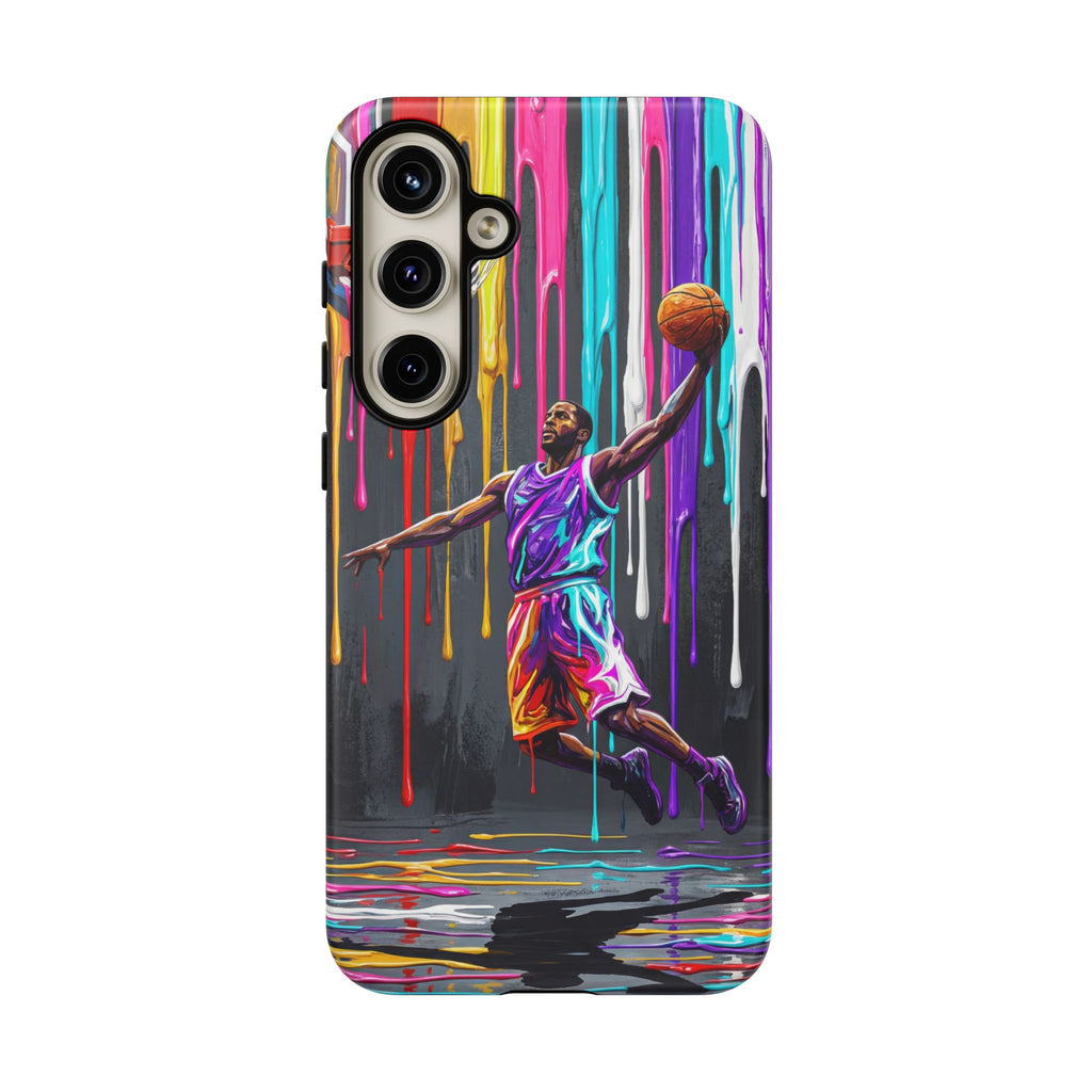 Color Splash Basketball Samsung Galaxy Phone Case | Vibrant Drip Dunk Design