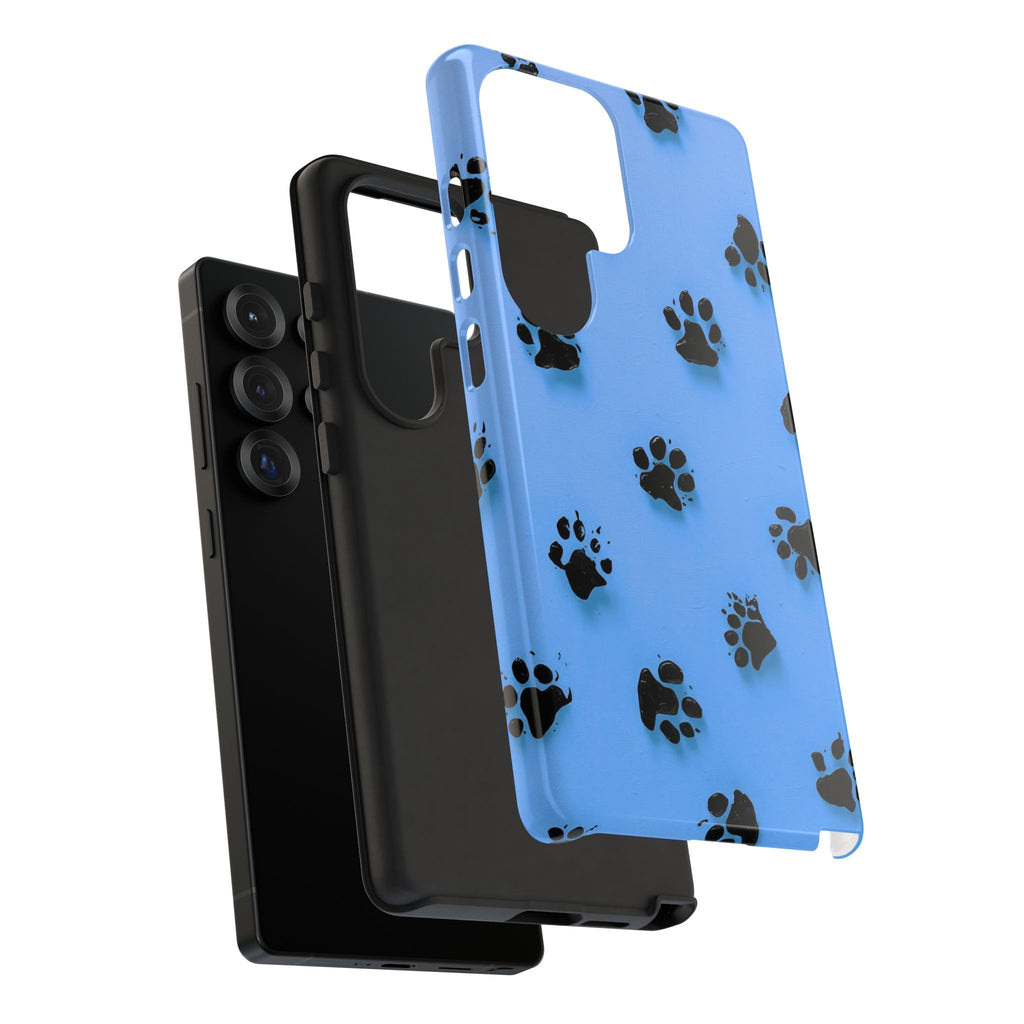Blue Paw Print Tough Samsung Galaxy Case — Protective Dog & Cat Lover Cover