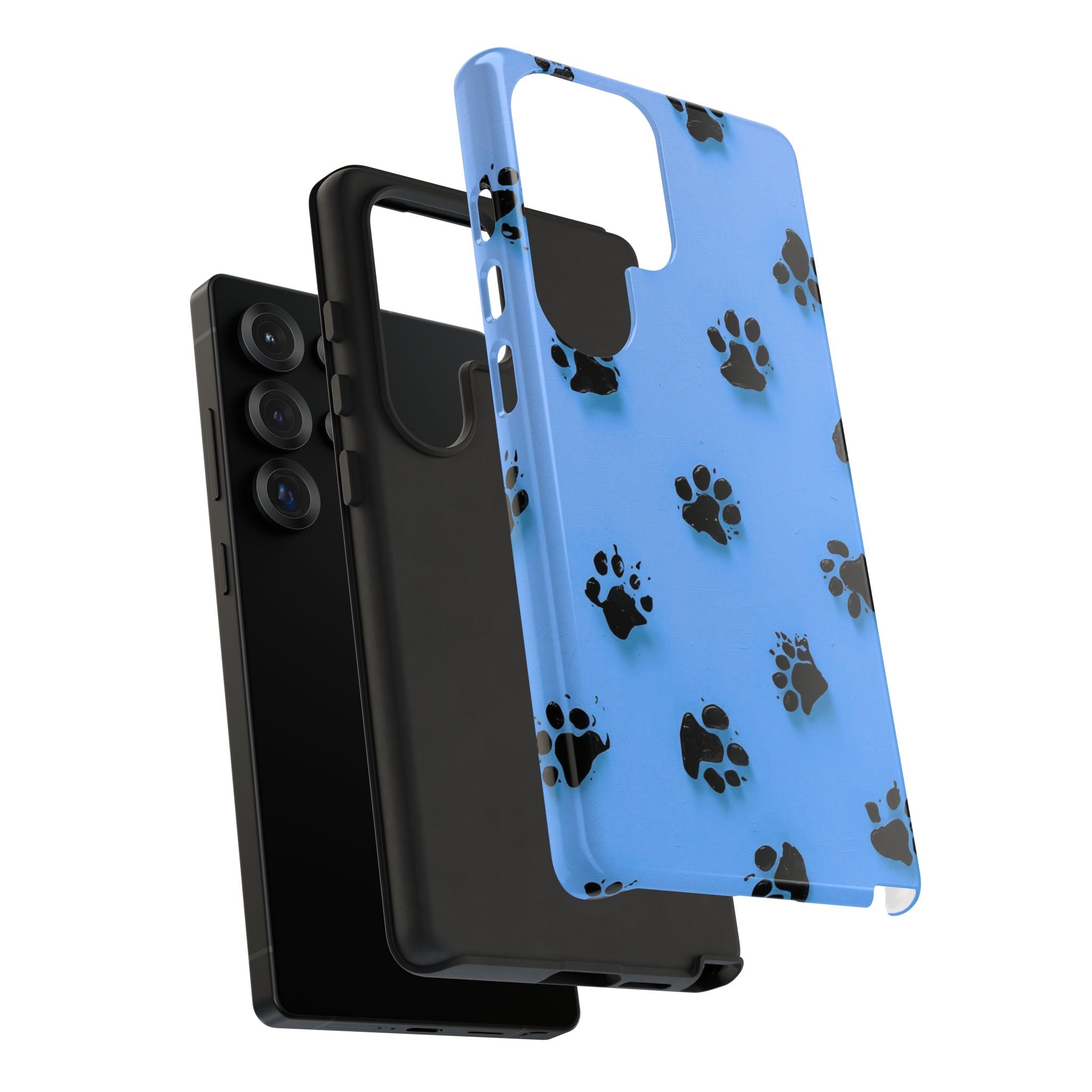 Blue Paw Print Tough Samsung Galaxy Case — Protective Dog & Cat Lover Cover