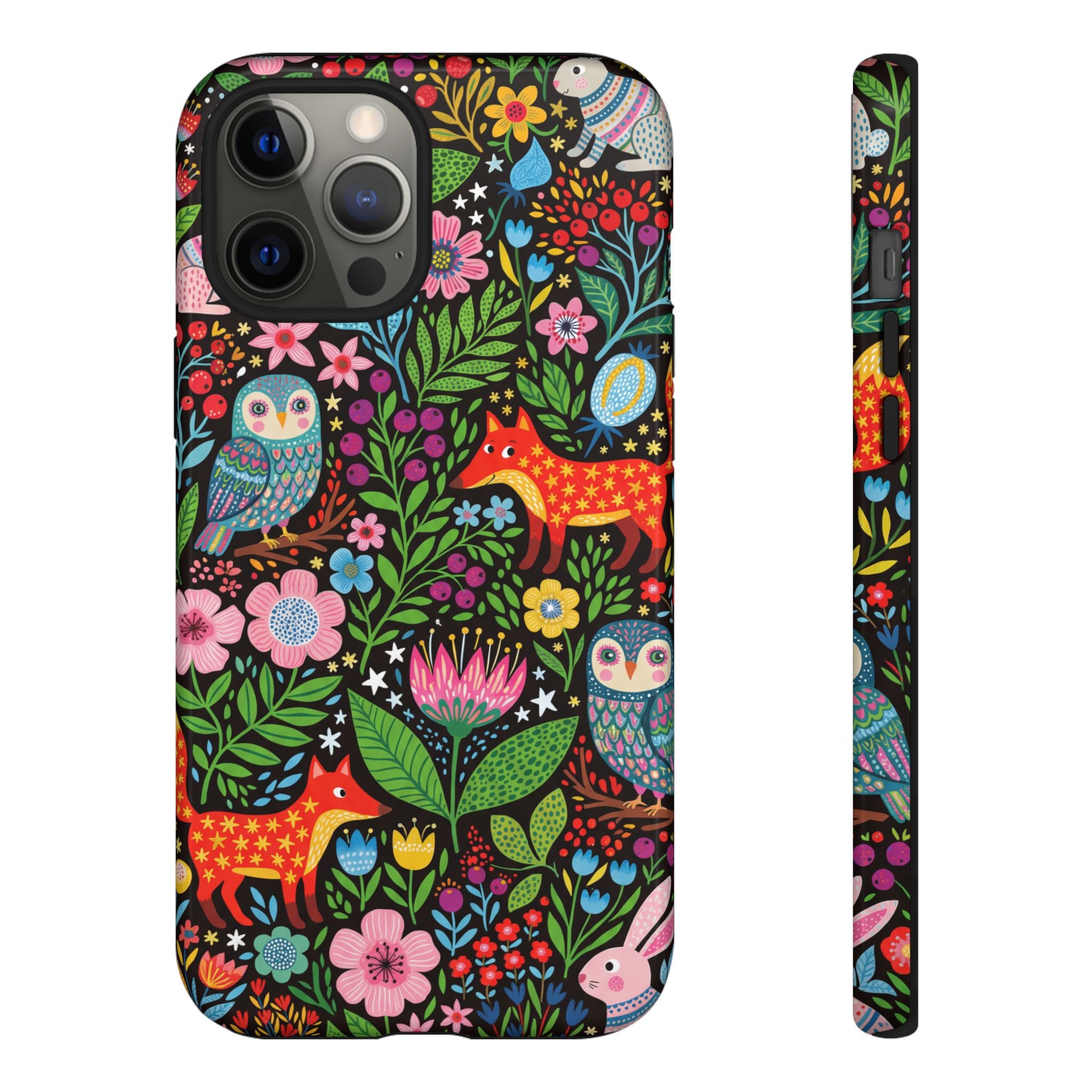 Floral Woodland iPhone Case | Colourful Fox & Owl Protective Cover