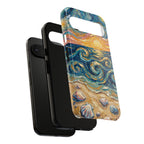 Sea Sunset Google Pixel Case — Van Gogh‑Style Beach Waves with Shells