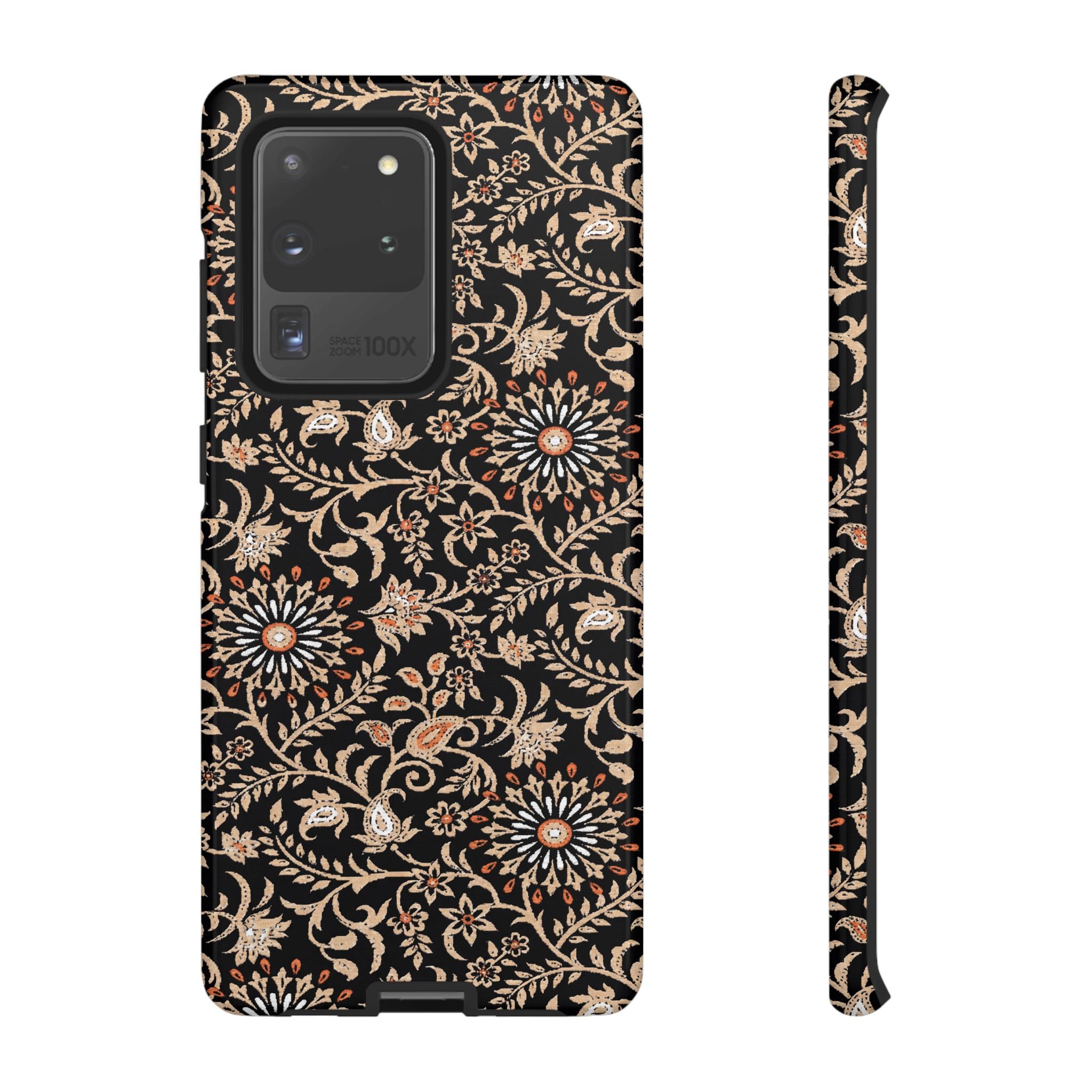 Batik Floral Black Ornate Daisies Tough Samsung Galaxy Case