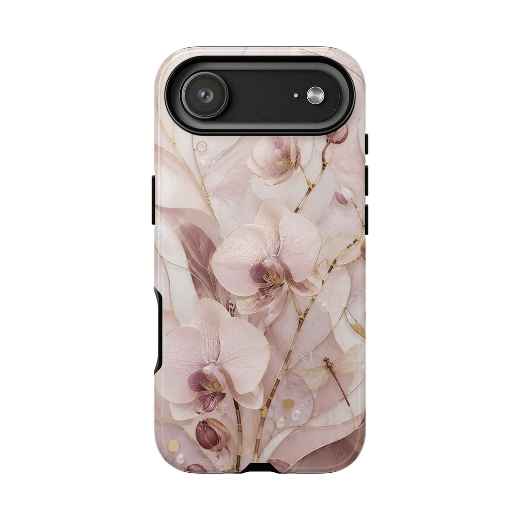 Stained Glass Orchid iPhone Case | Pink Floral Protective Case