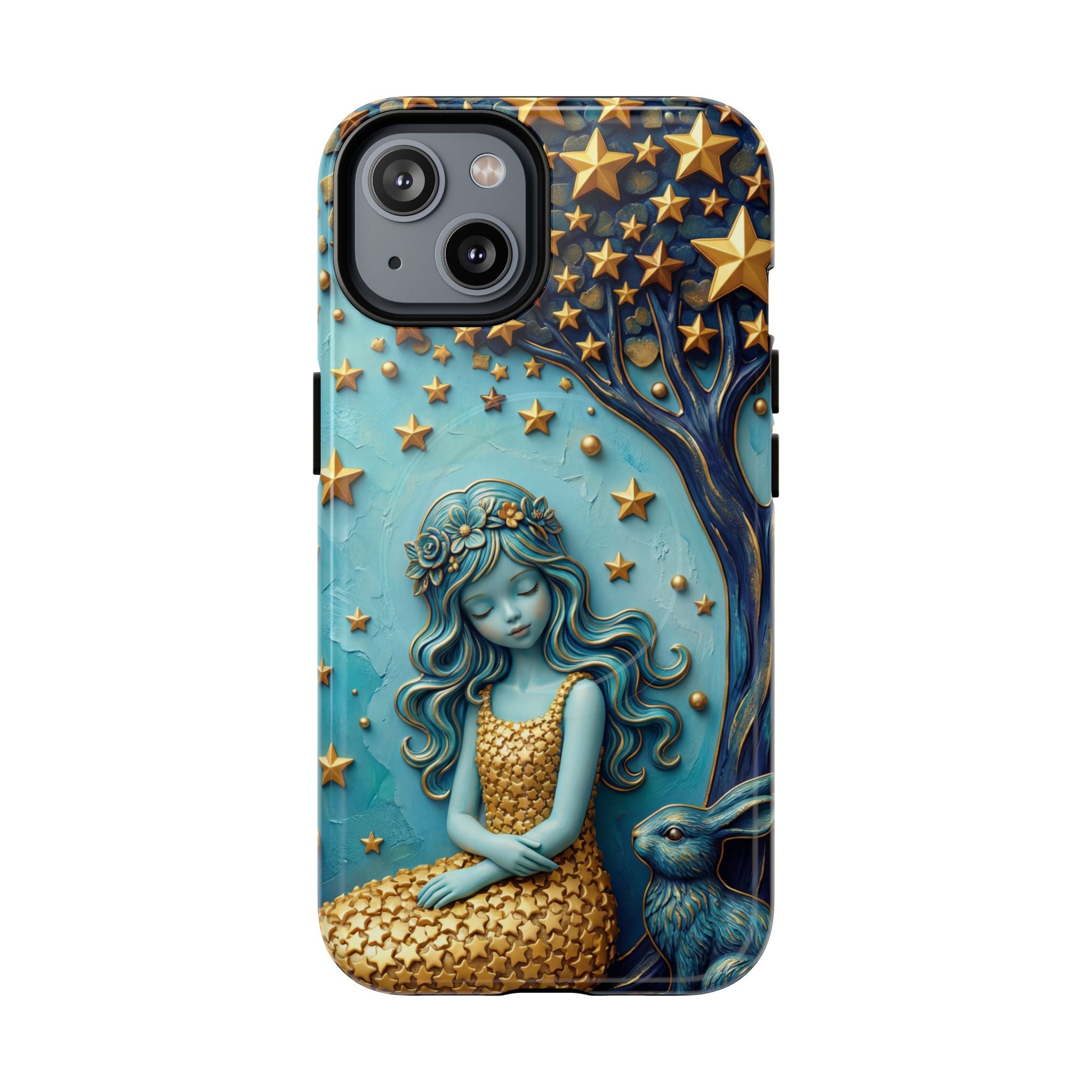 Custodia rigida MagSafe per iPhone Dreamy Maiden Under Starry Sky