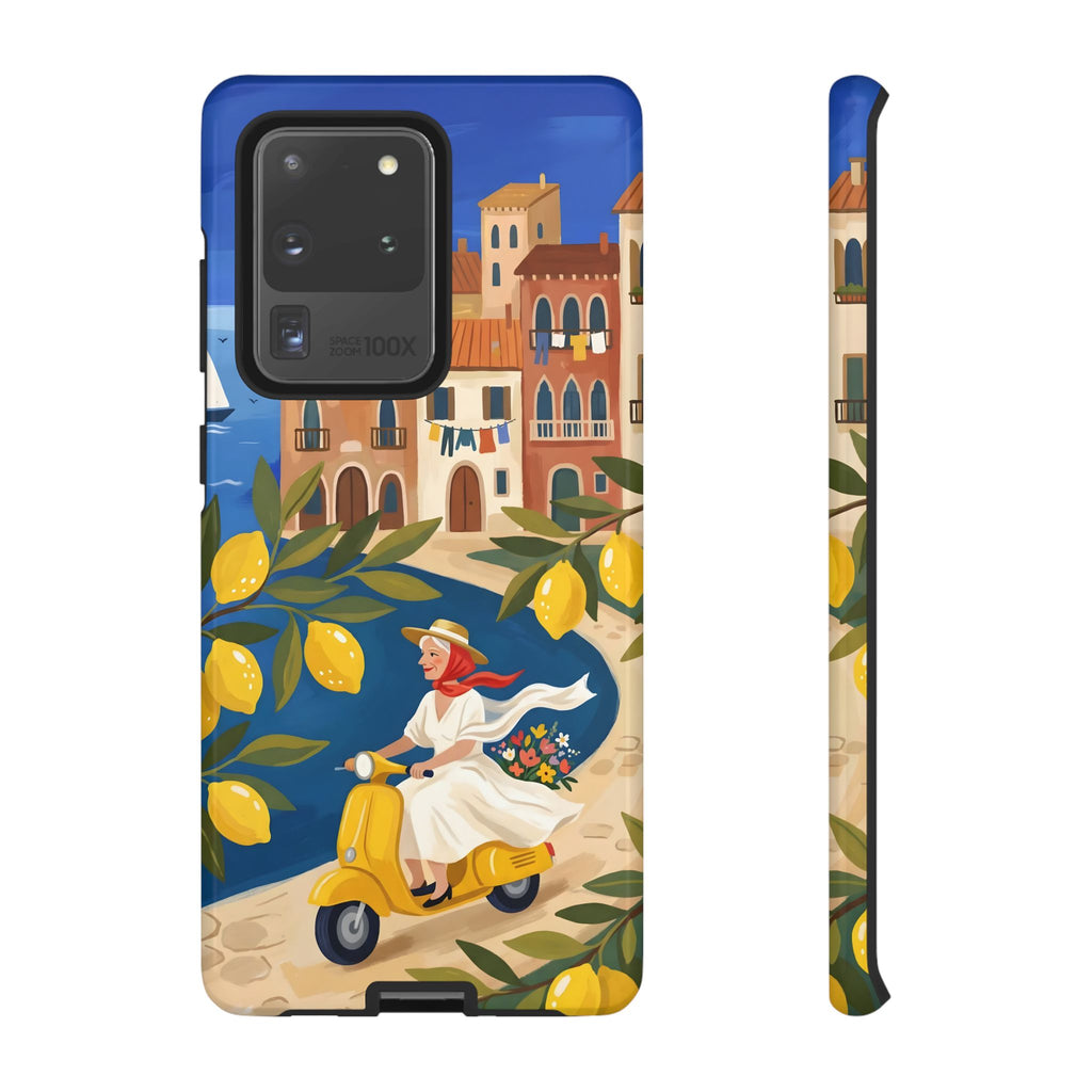 Lemon Coast Scooter Samsung Galaxy Phone Case | Mediterranean Vespa Travel Designn