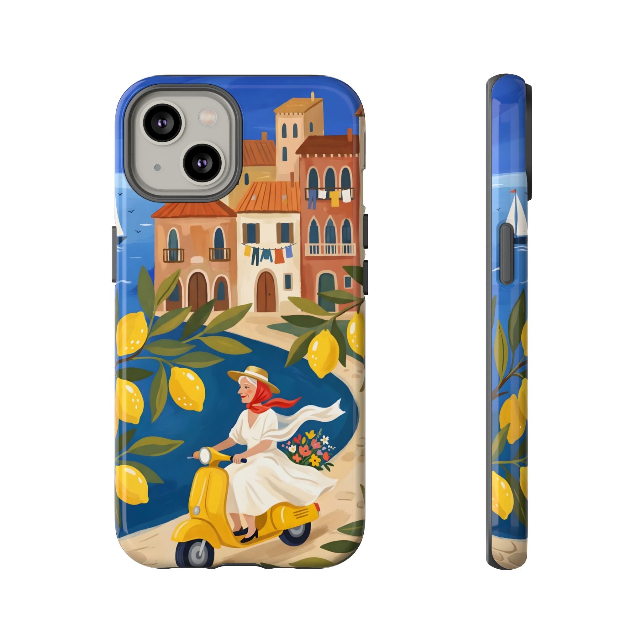 Lemon Coast Scooter iPhone Case | Mediterranean Vespa Travel Design