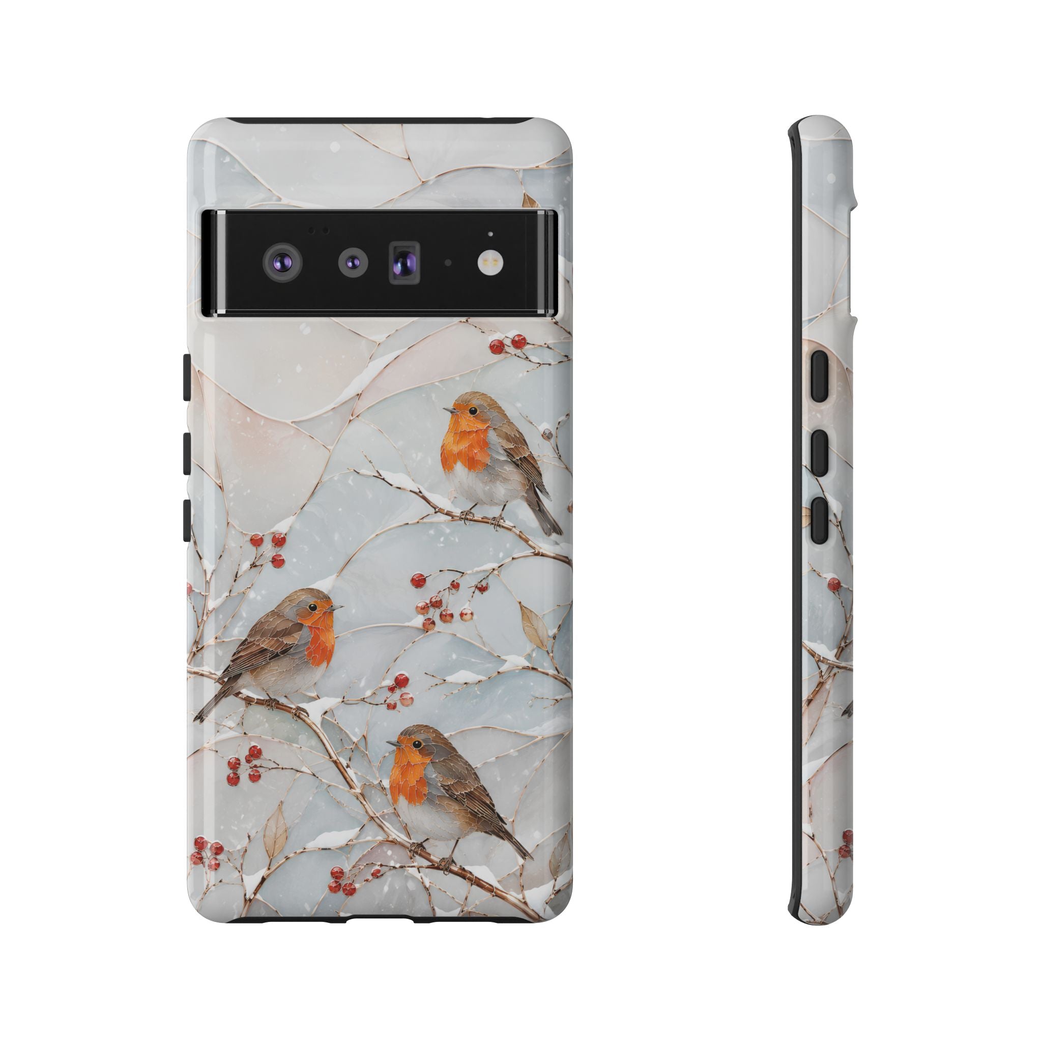 Robin Bird Google Pixel Phone Case | Winter Berries Phone Case