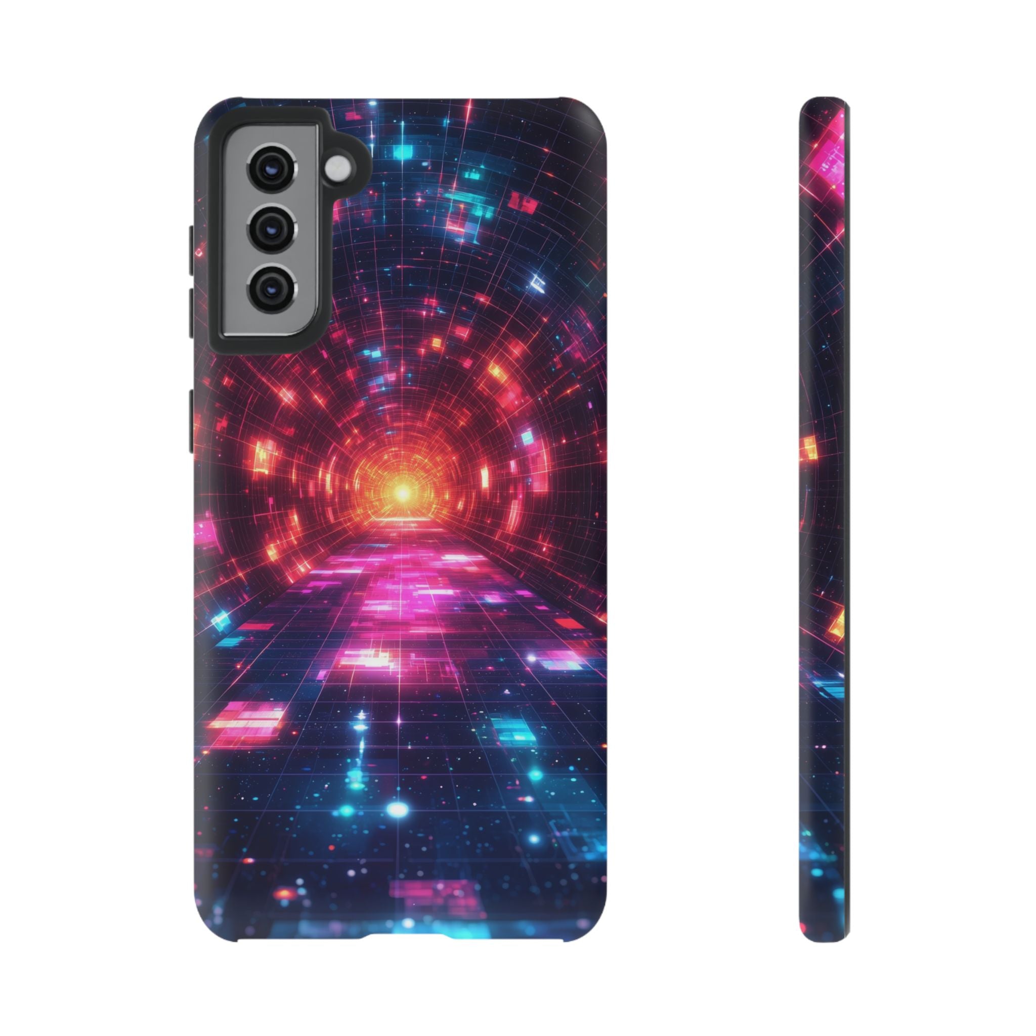 Neon Tunnel Tough Samsung Galaxy Case — Retro Futuristic Galaxy Design