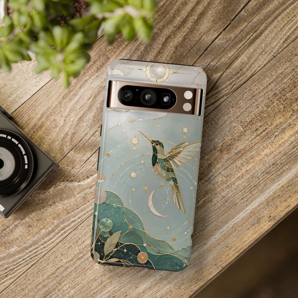 Celestial Hummingbird Google Pixel Phone Case | Moon & Bird Phone Case
