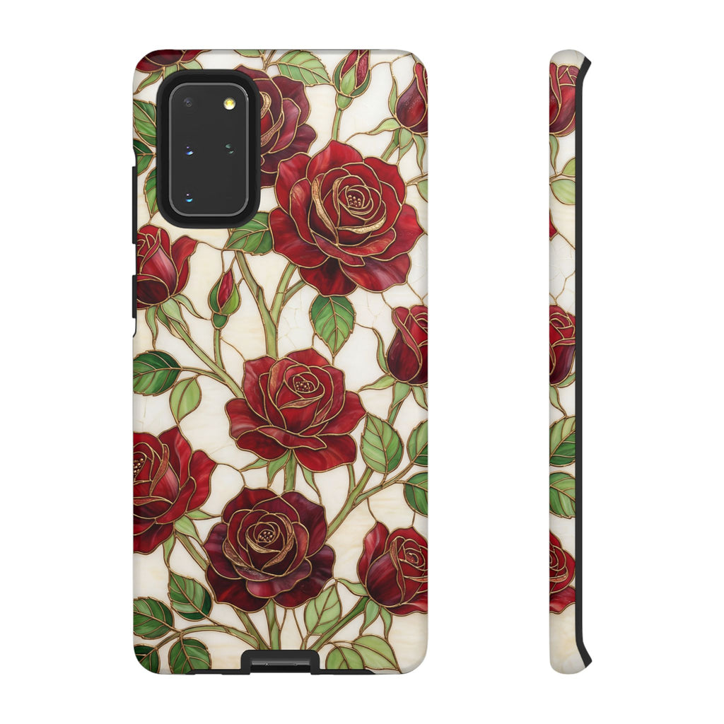 Custodia resistente per Samsung Galaxy con motivo floreale vintage a rosa rossa