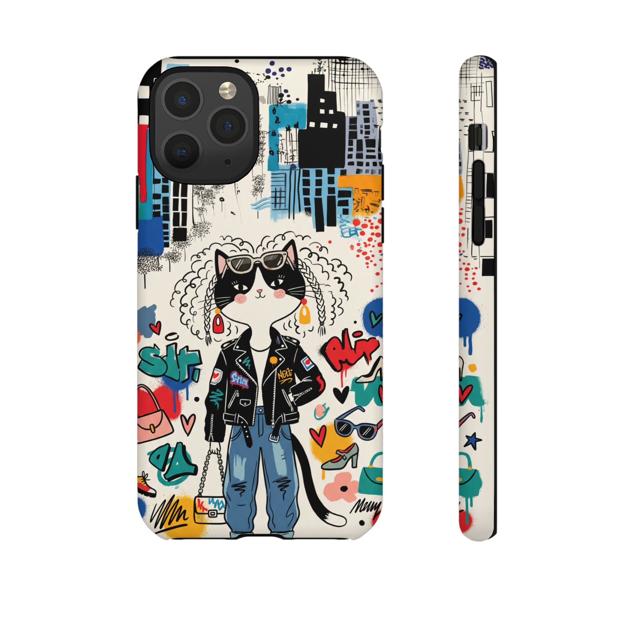 Punk City Cat Graffiti Design iPhone Case