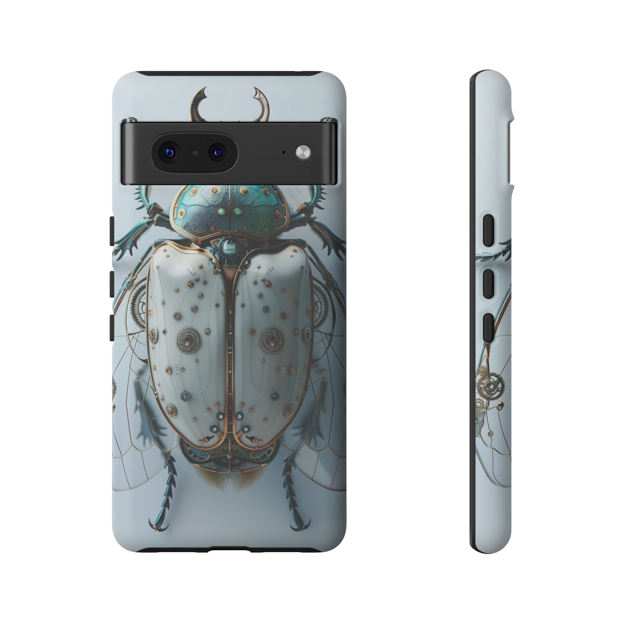 Steampunk White Beetle Protective Tough Google Pixel Case