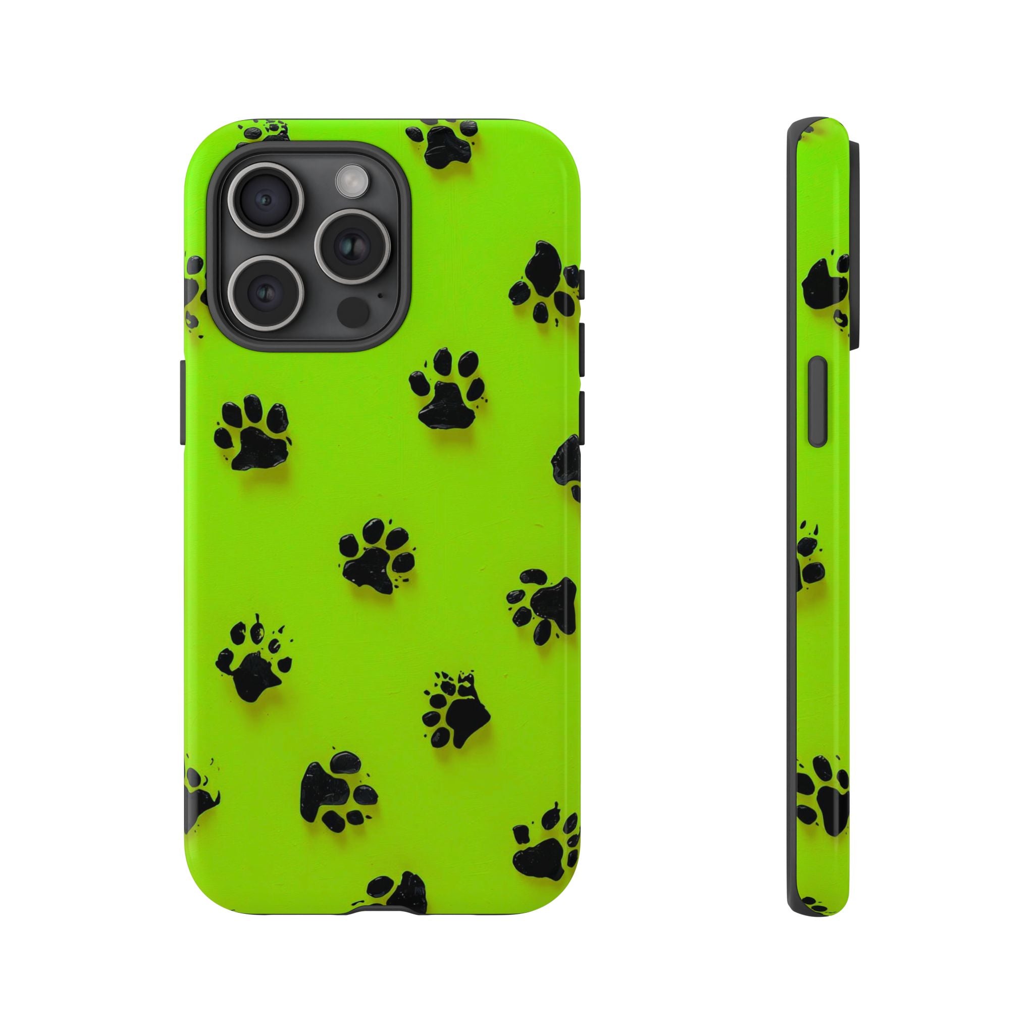 Neon Paw Print Tough Phone Case — Shockproof Pet Lover iPhone Cover