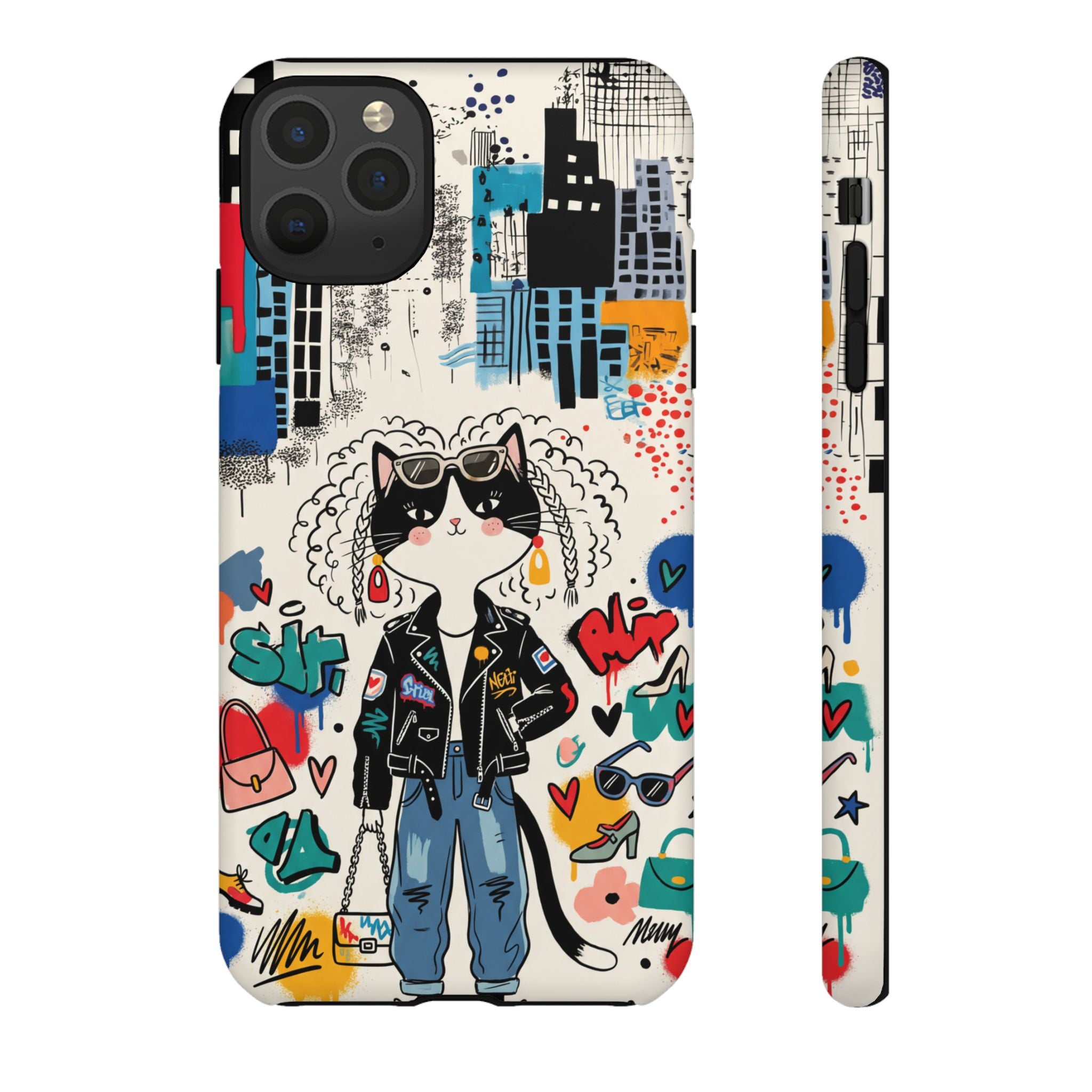 Punk City Cat Graffiti Design iPhone Case