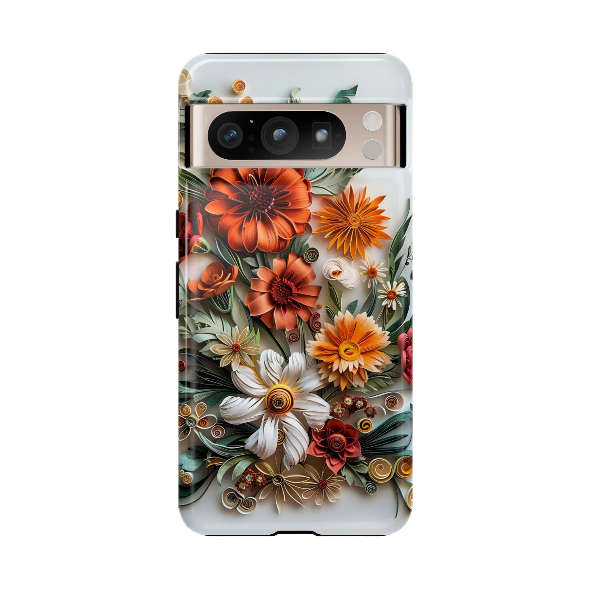 Floral Quilling Tough Google Pixel Case — Orange Daisy