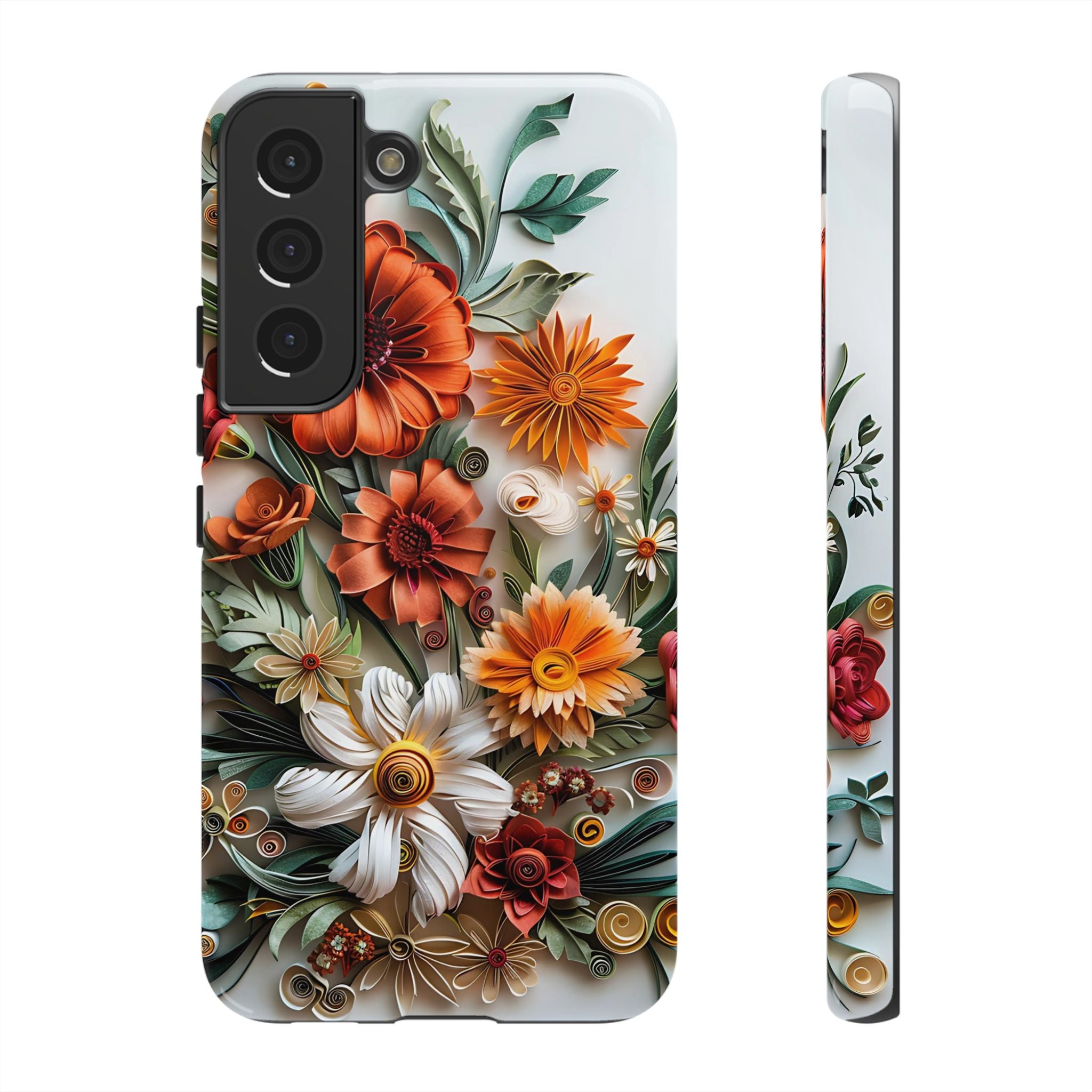 Floral Quilling Tough Samsung Galaxy Case — Orange Daisy
