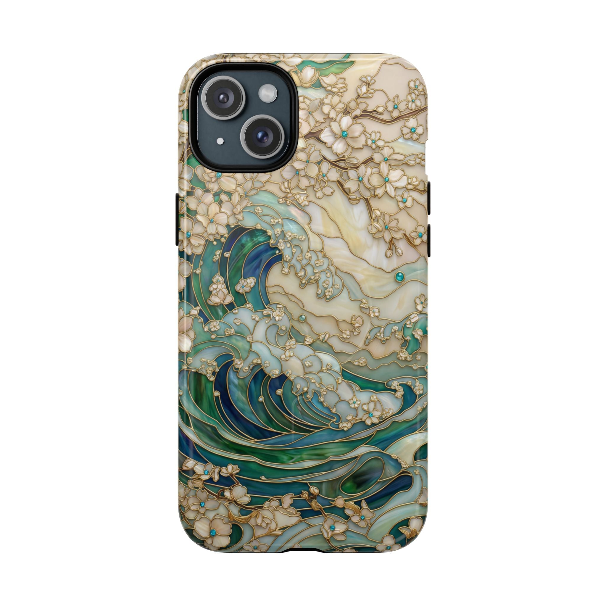 Custodia MagSafe per iPhone Ocean Wave — Custodia resistente con design artistico color acquamarina