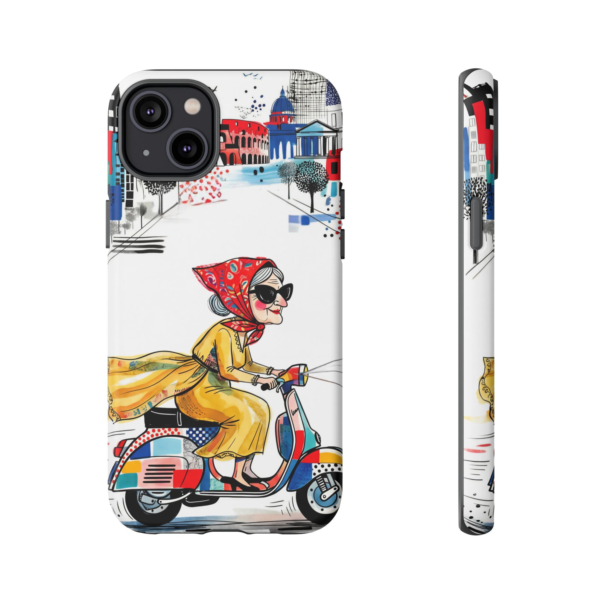 Vintage Vespa Granny iPhone Case | Retro Scooter Travel iPhone Cover