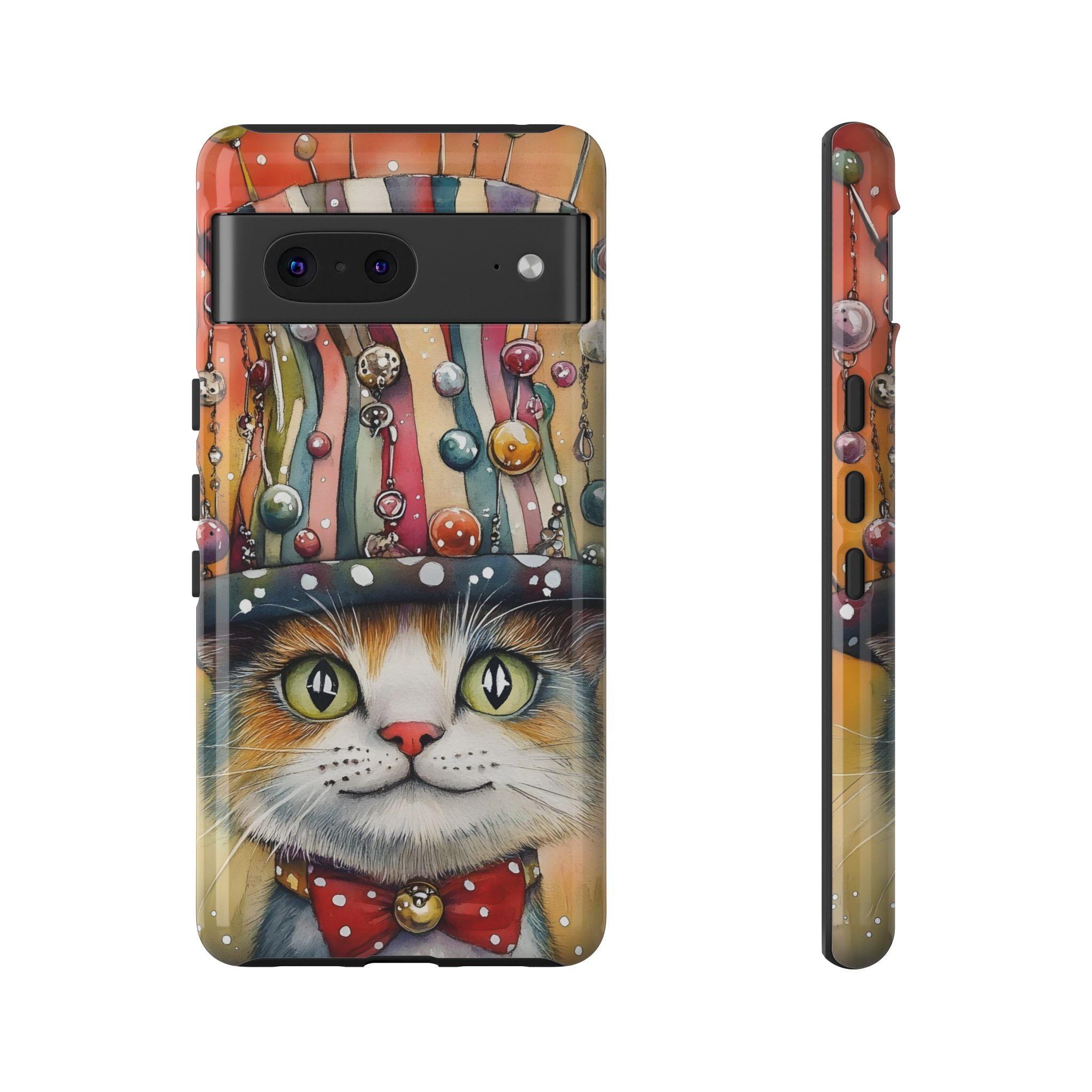 Cat in Colorful Top Hat Google Pixel Case — Whimsical Cat Art iPhone Case