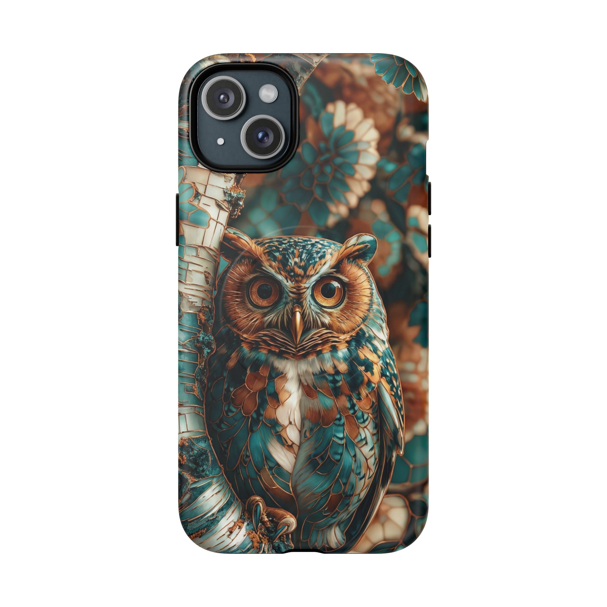 Custodia MagSafe resistente per iPhone con motivo a mosaico gufo