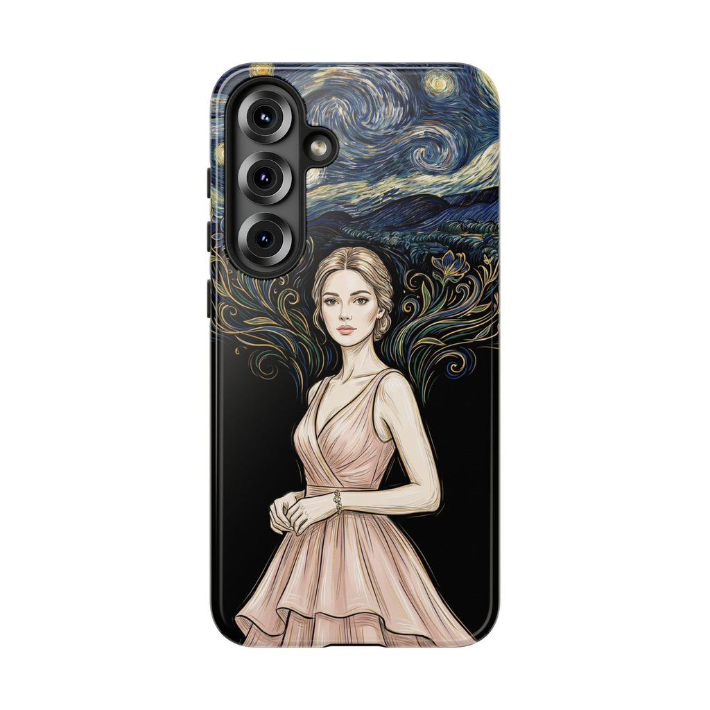 Art Nouveau Starry Night Samsung Galaxy Phone Case | Elegant Woman Illustration Tough Case