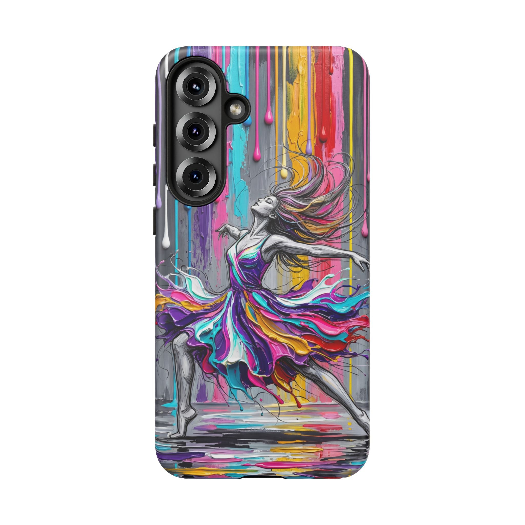 Colorful Dancer Tough Samsung Galaxy Phone Case | Vibrant Drip Art Protective Cover